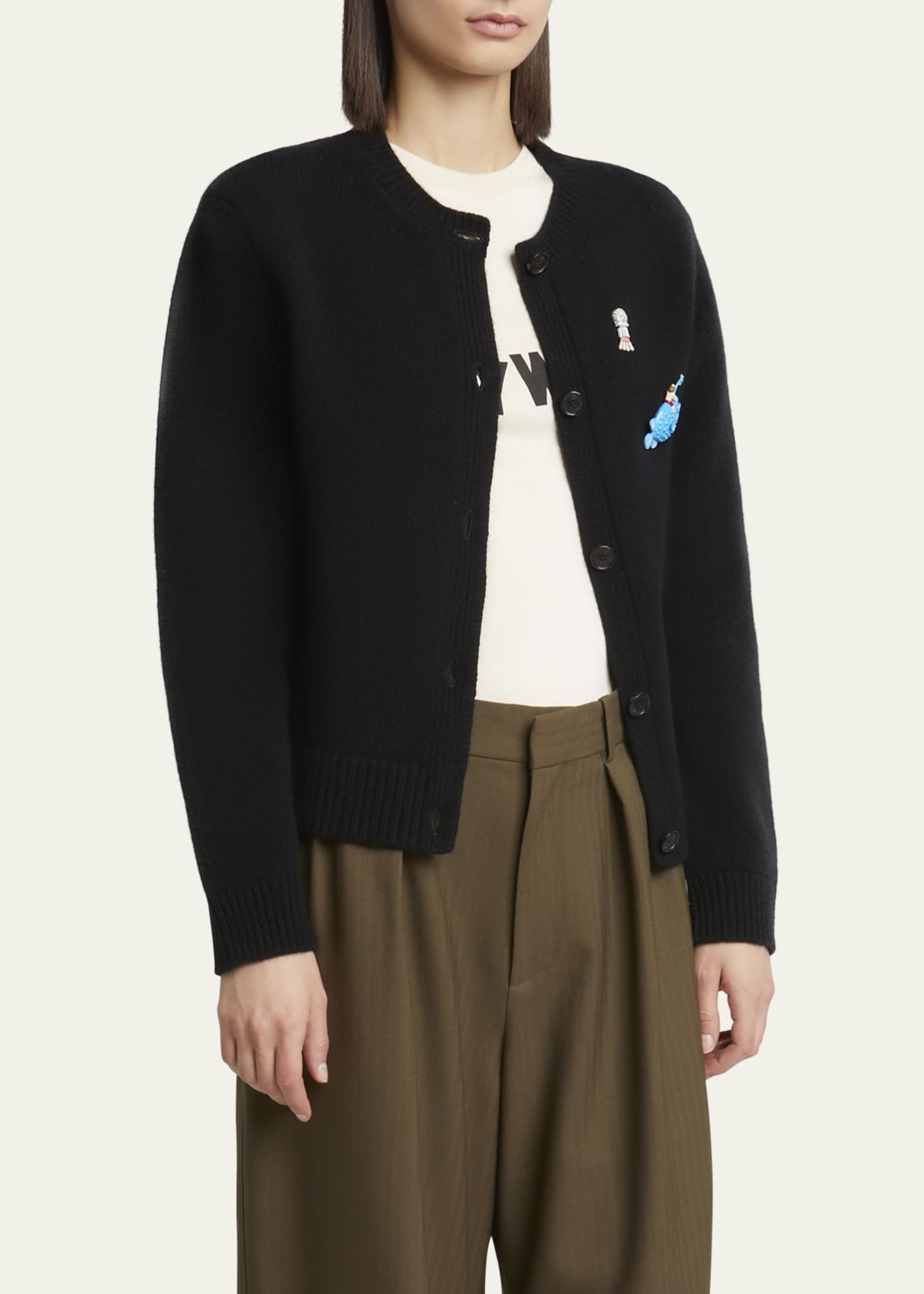 Loewe Fish Embroidered Wool Cardigan Image 4 of 5