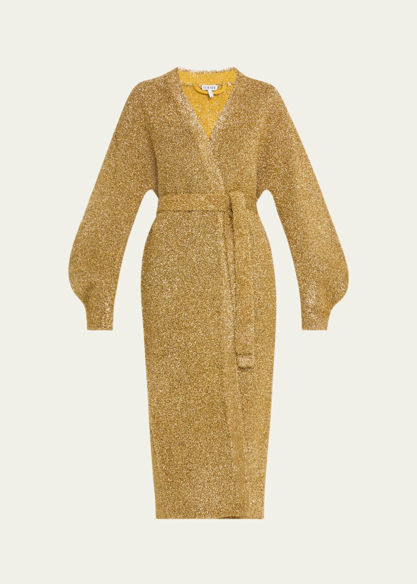 Loewe Long Belted Metallic Wool Cardigan Image 1 of 5