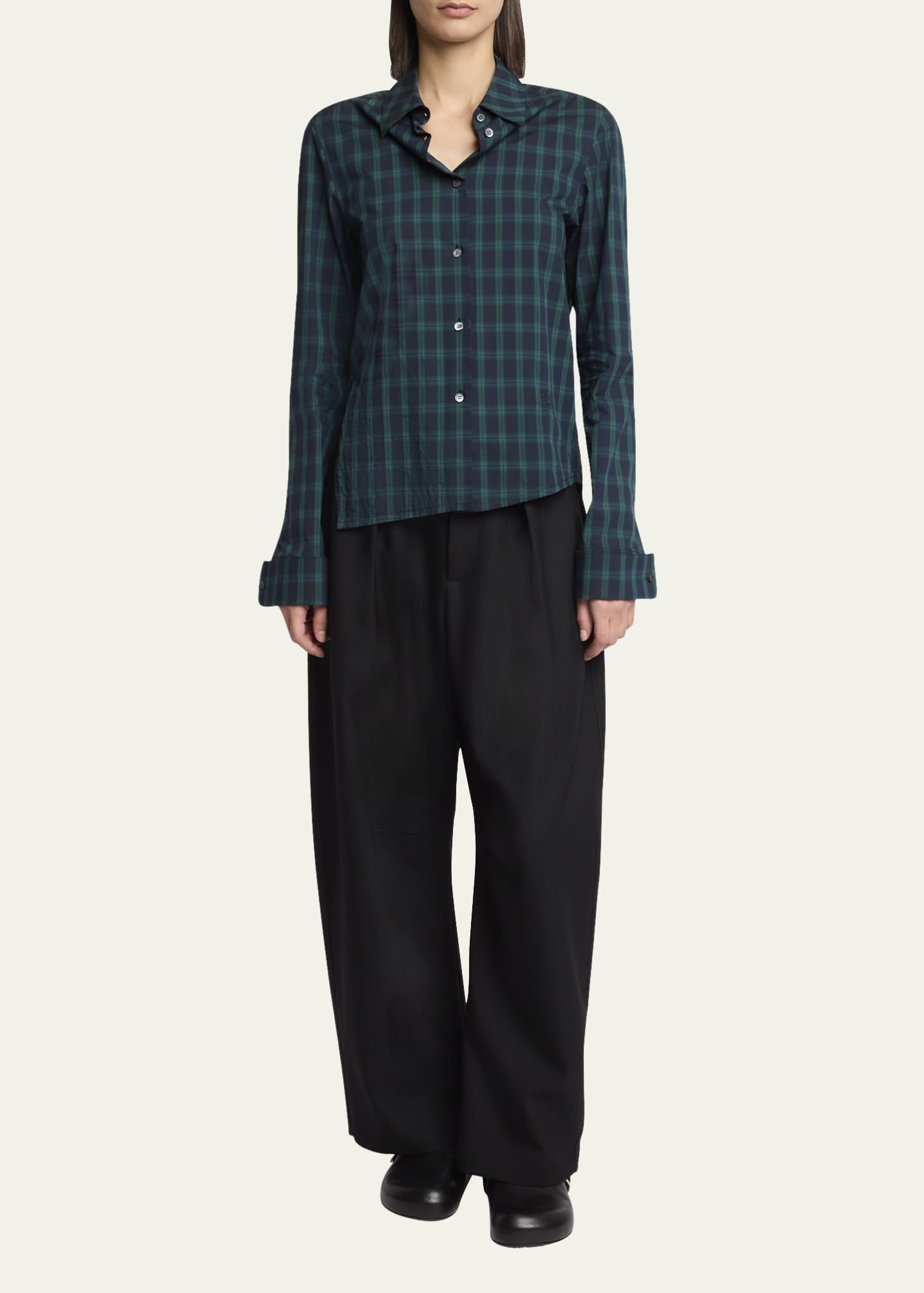 Loewe Jacquard Check Cotton Poplin Asymmetric Top Image 2 of 5