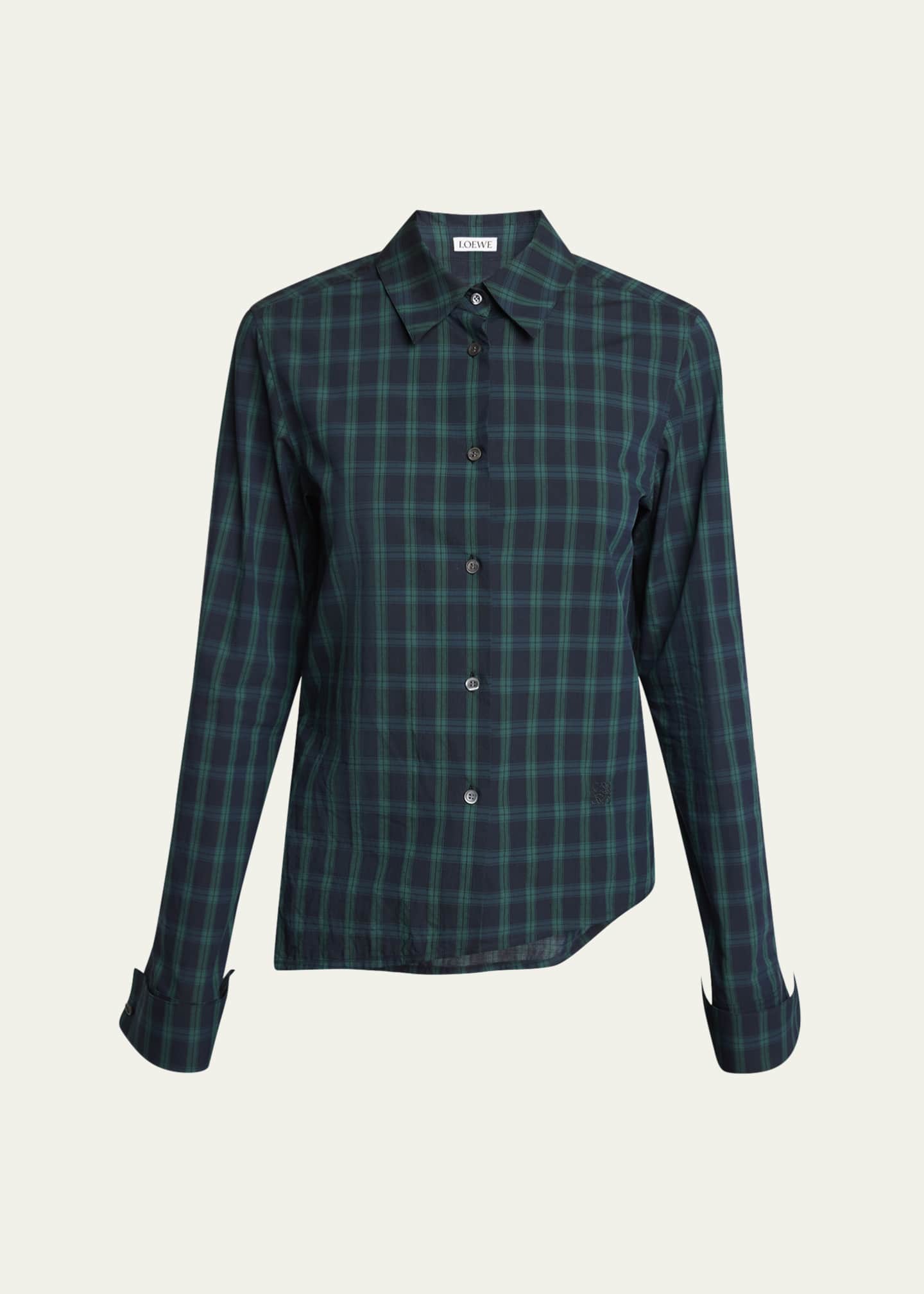 Loewe Jacquard Check Cotton Poplin Asymmetric Top Image 1 of 5