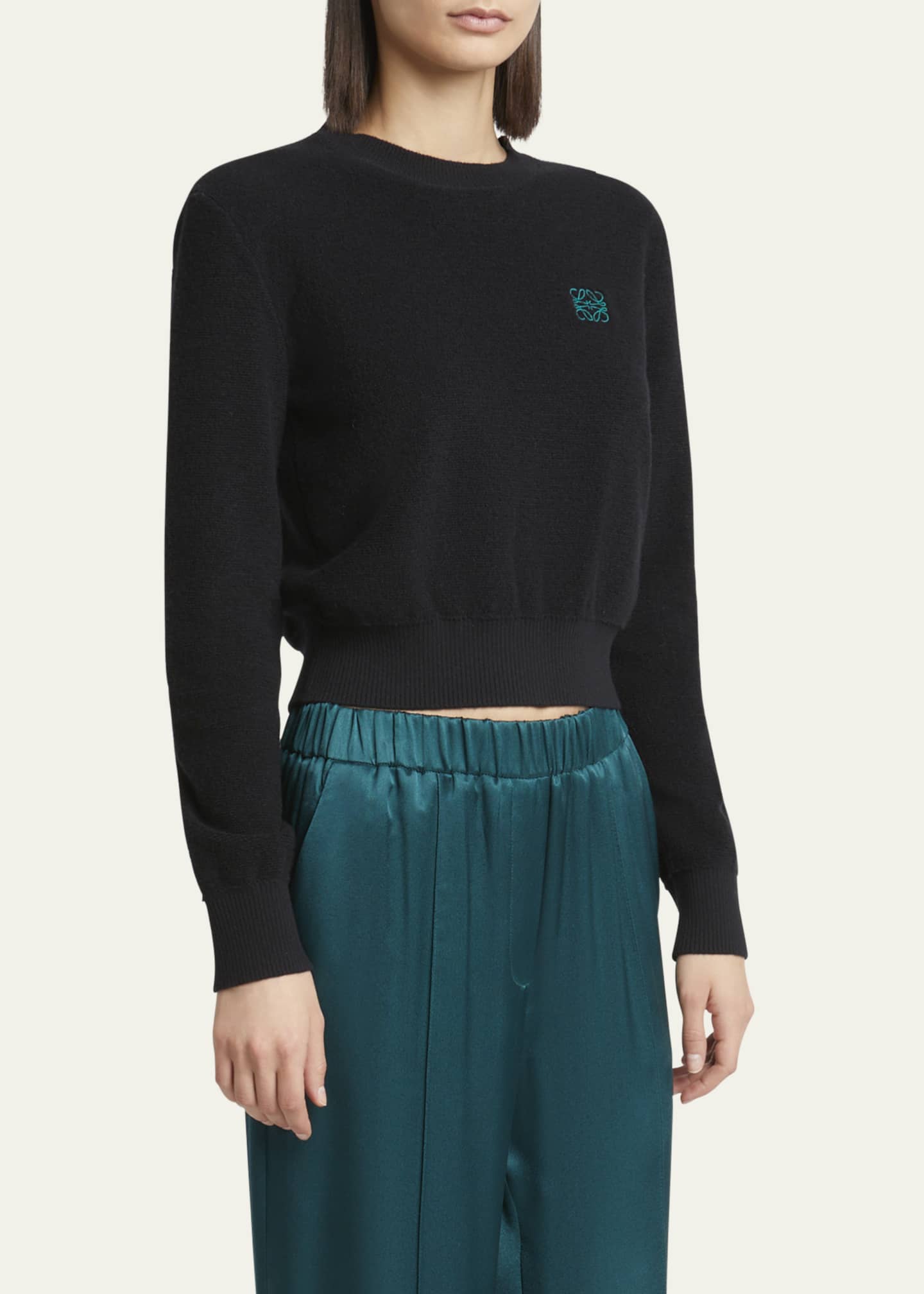 Loewe Cropped Anagram Wool Sweater Image 4 of 5