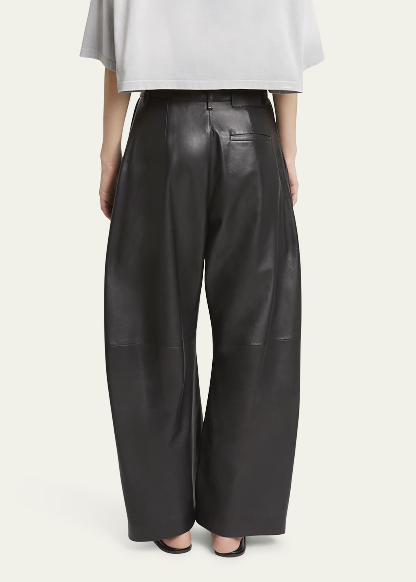 Loewe Barrel Shaped Pleated Leather Trousers - Bergdorf Goodman