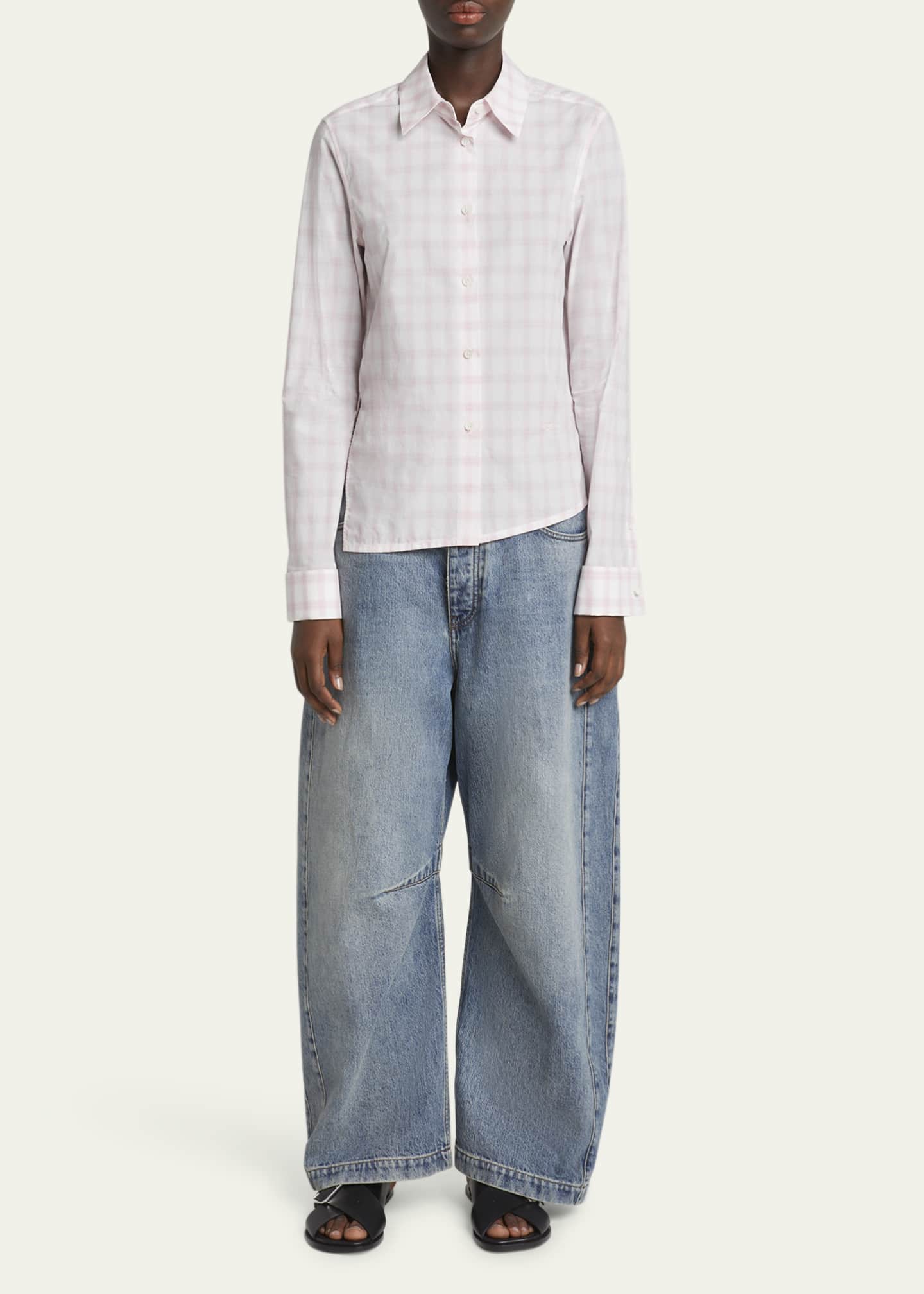 Loewe Plaid Asymmetric Button Down Shrunken Top Image 2 of 5