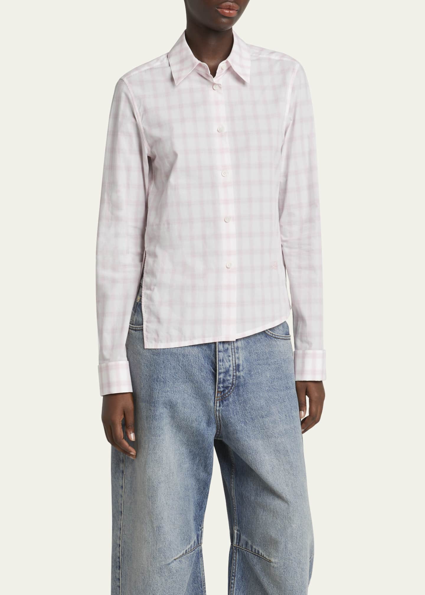 Loewe Plaid Asymmetric Button Down Shrunken Top Image 4 of 5