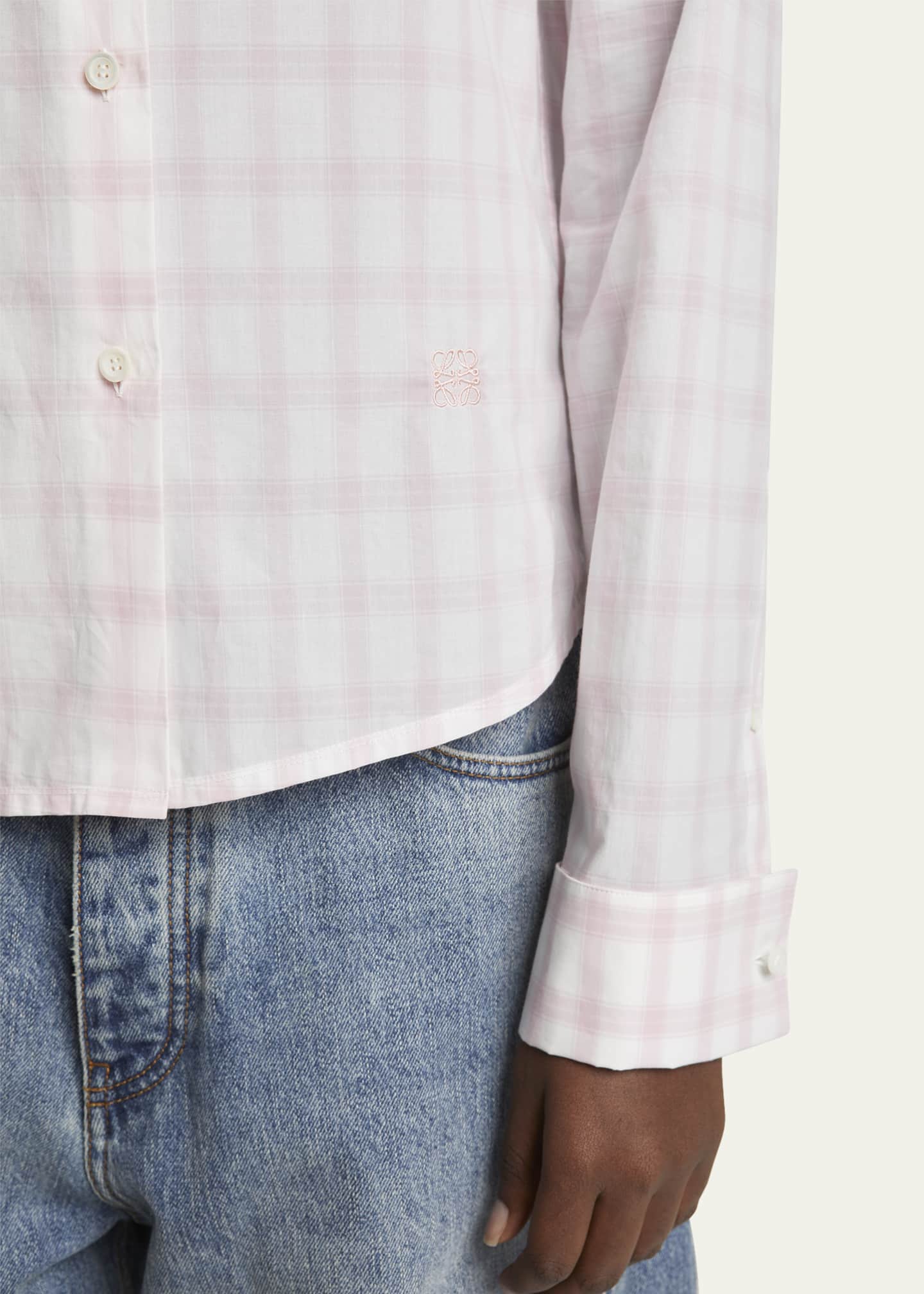 Loewe Plaid Asymmetric Button Down Shrunken Top Image 5 of 5
