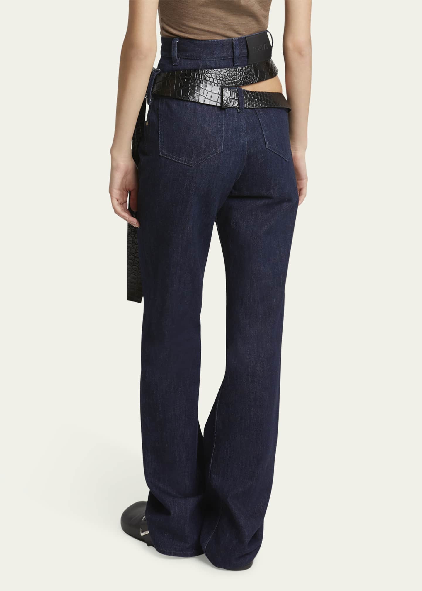 Loewe Cutout Leather Belted Jeans Image 3 of 5