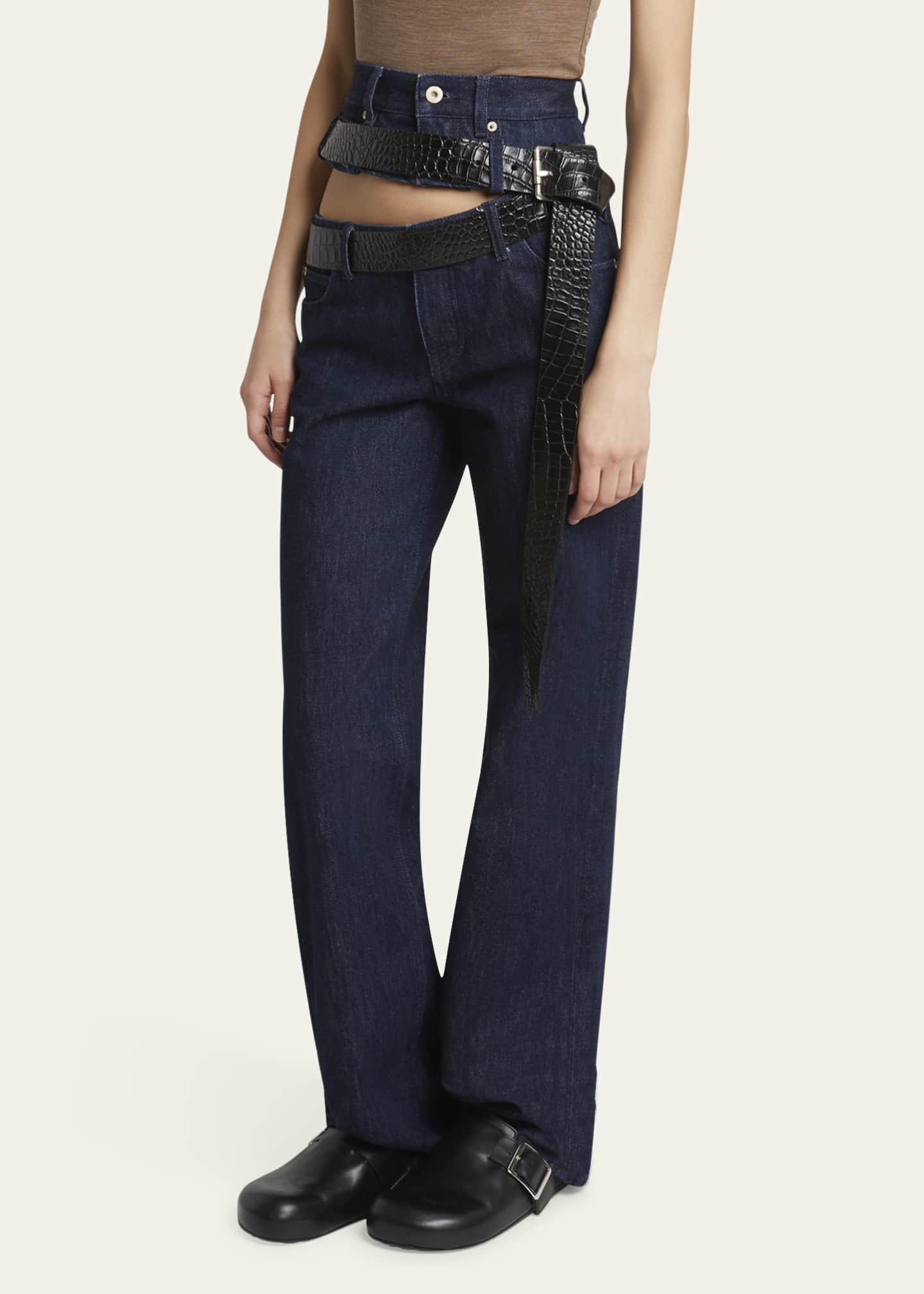 Loewe Cutout Leather Belted Jeans Image 4 of 5
