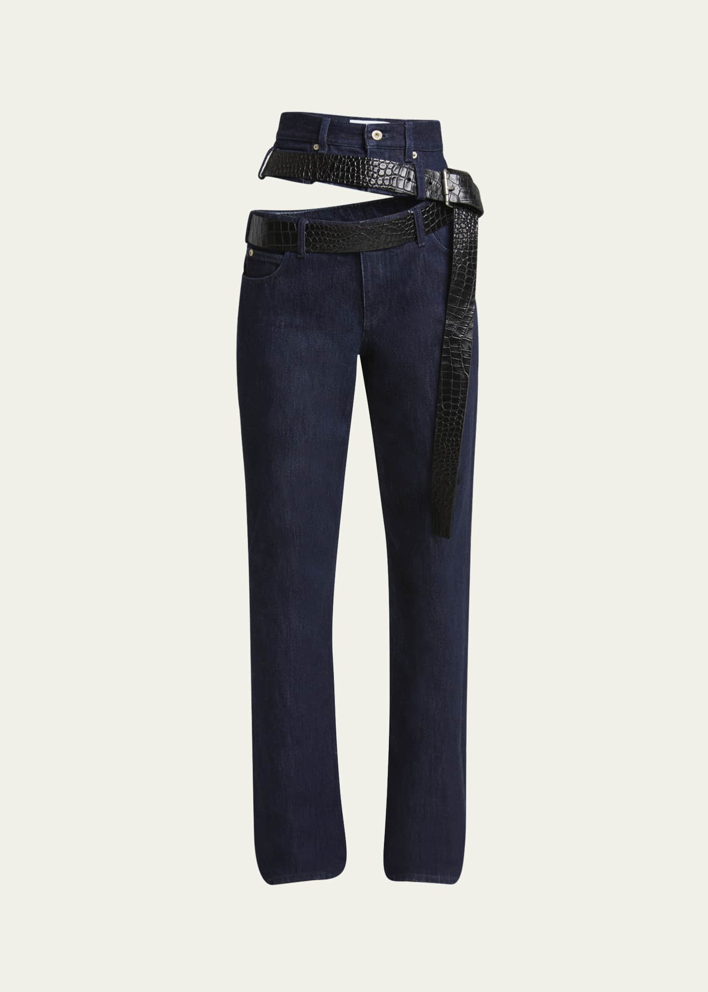 Loewe Cutout Leather Belted Jeans Image 1 of 5