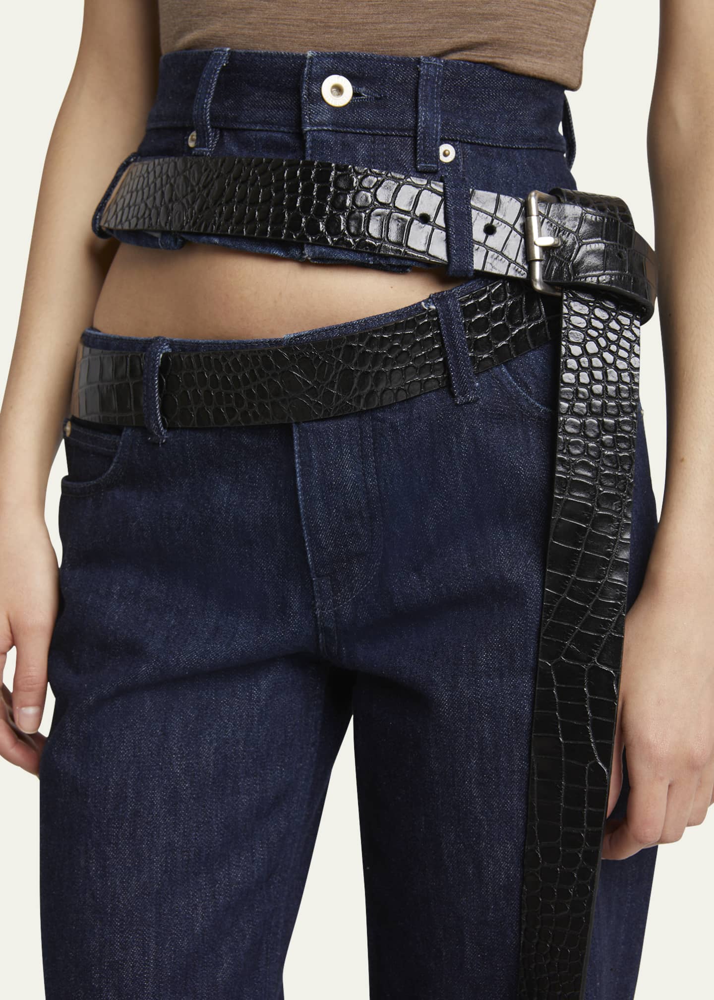 Loewe Cutout Leather Belted Jeans Image 5 of 5