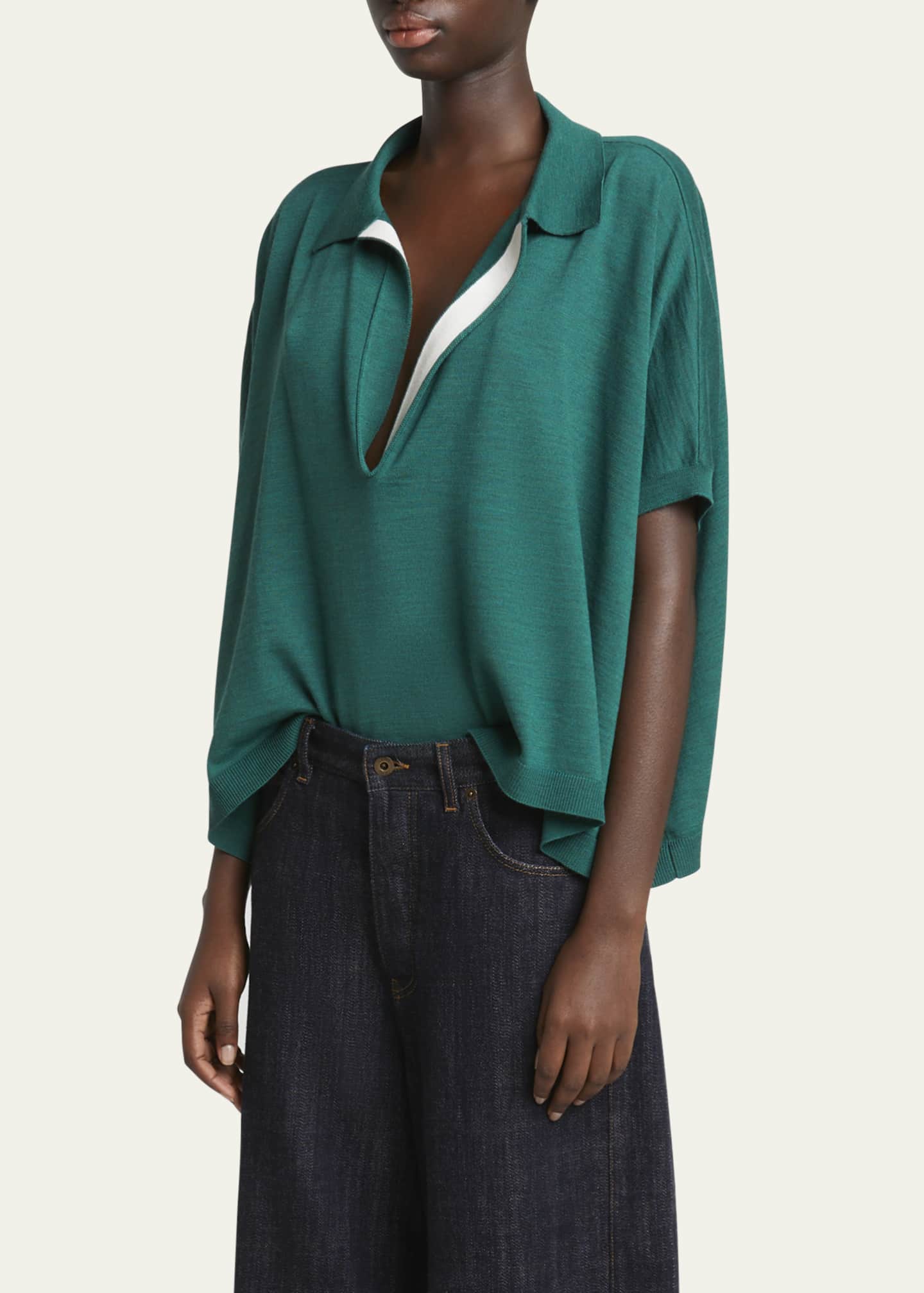 Loewe Deep V-Neck Johnny Collar Wool Sweater Image 4 of 5