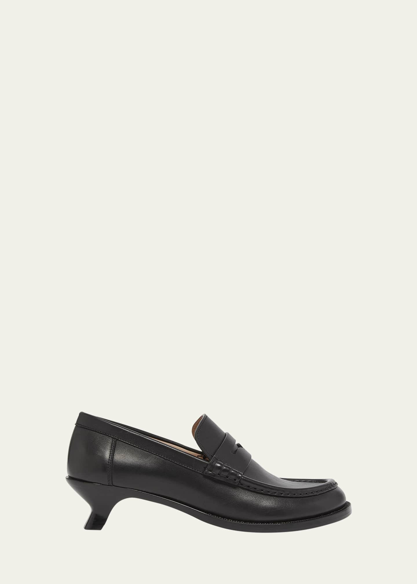 Loewe Campo Leather Kitten Penny Loafers Image 1 of 6