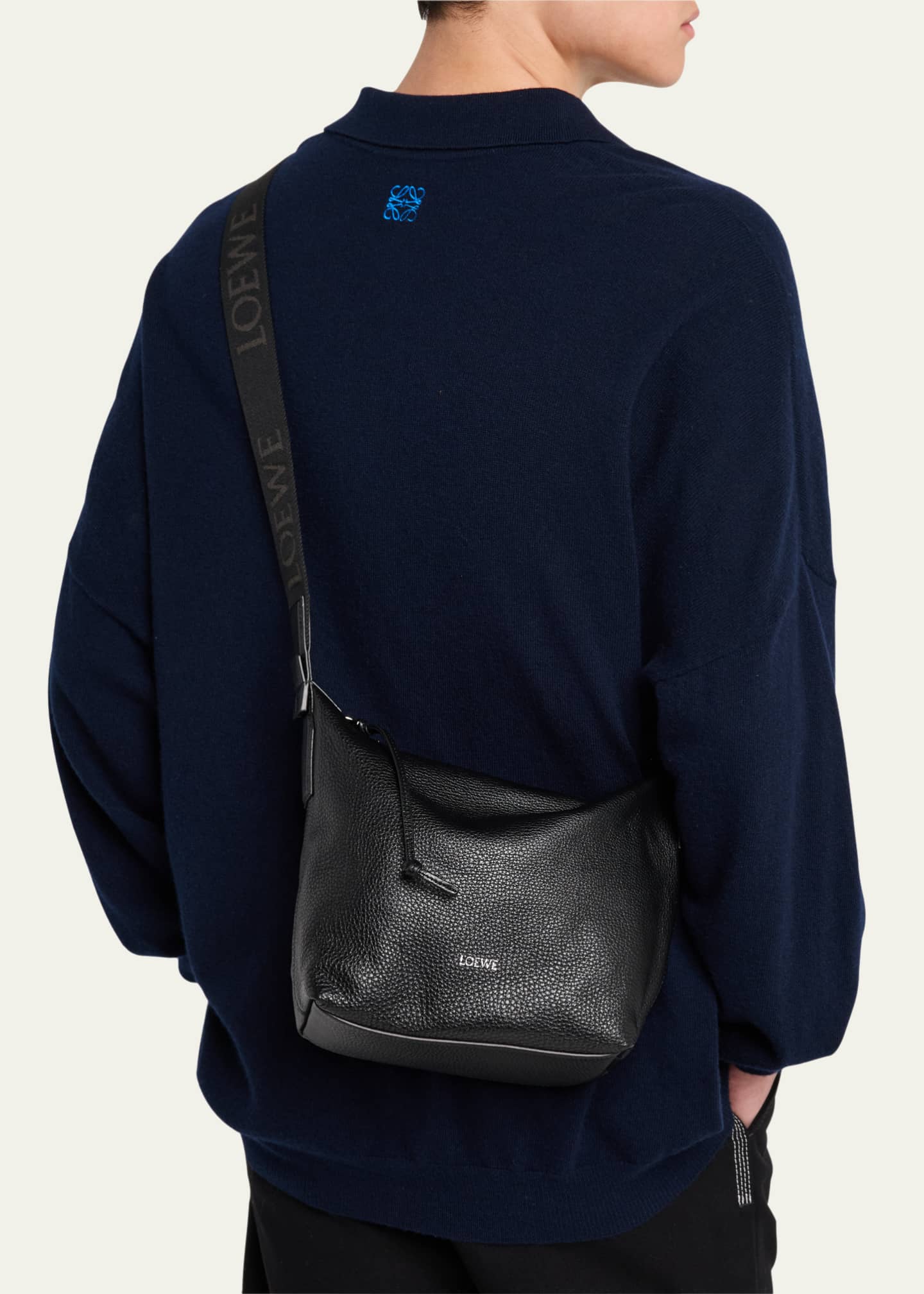 Loewe Men's Cubi Small Crossbody Bag in Grained Calfskin Image 2 of 5