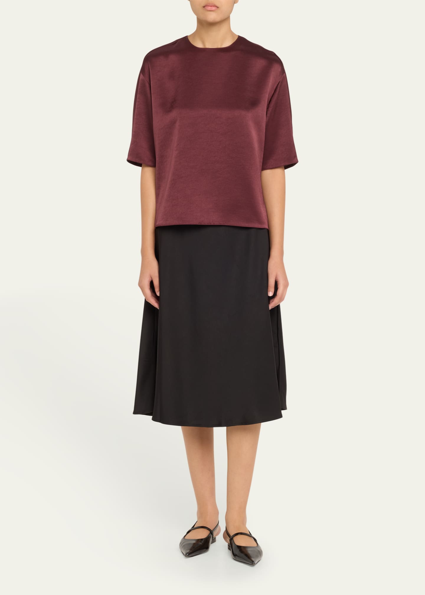 Vince Satin Short-Sleeve Blouse Image 2 of 5