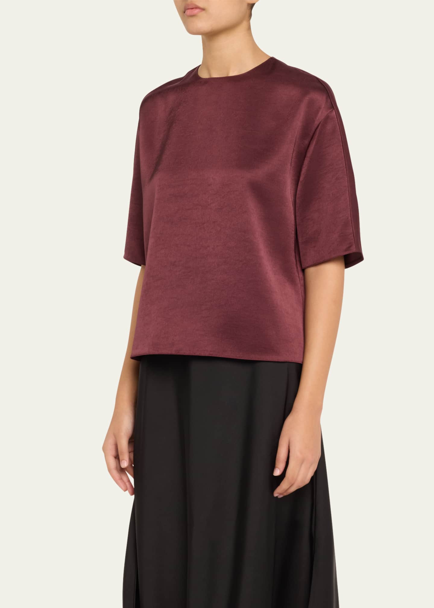 Vince Satin Short-Sleeve Blouse Image 4 of 5