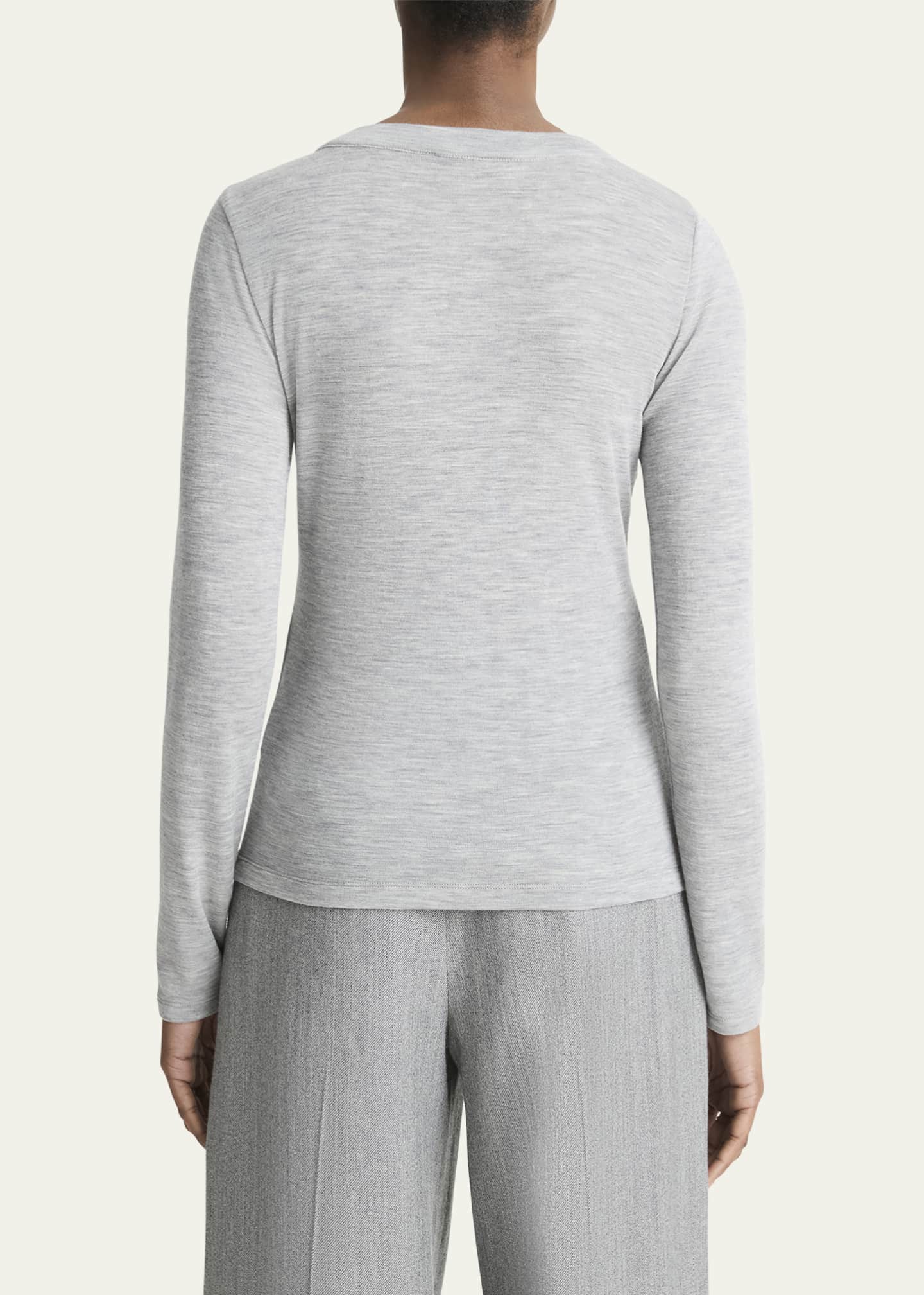 Vince Long-Sleeve Wool Henley Top Image 3 of 5