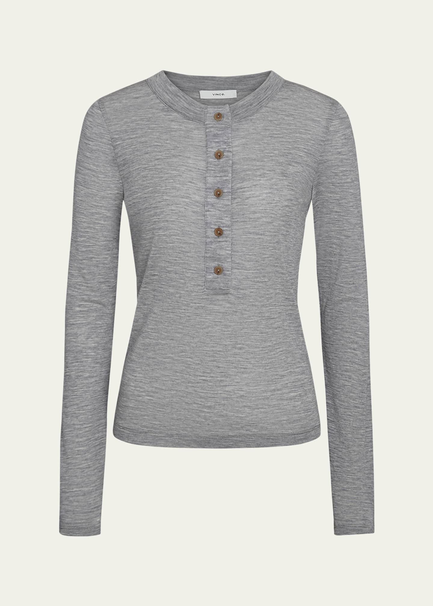 Vince Long-Sleeve Wool Henley Top Image 1 of 5