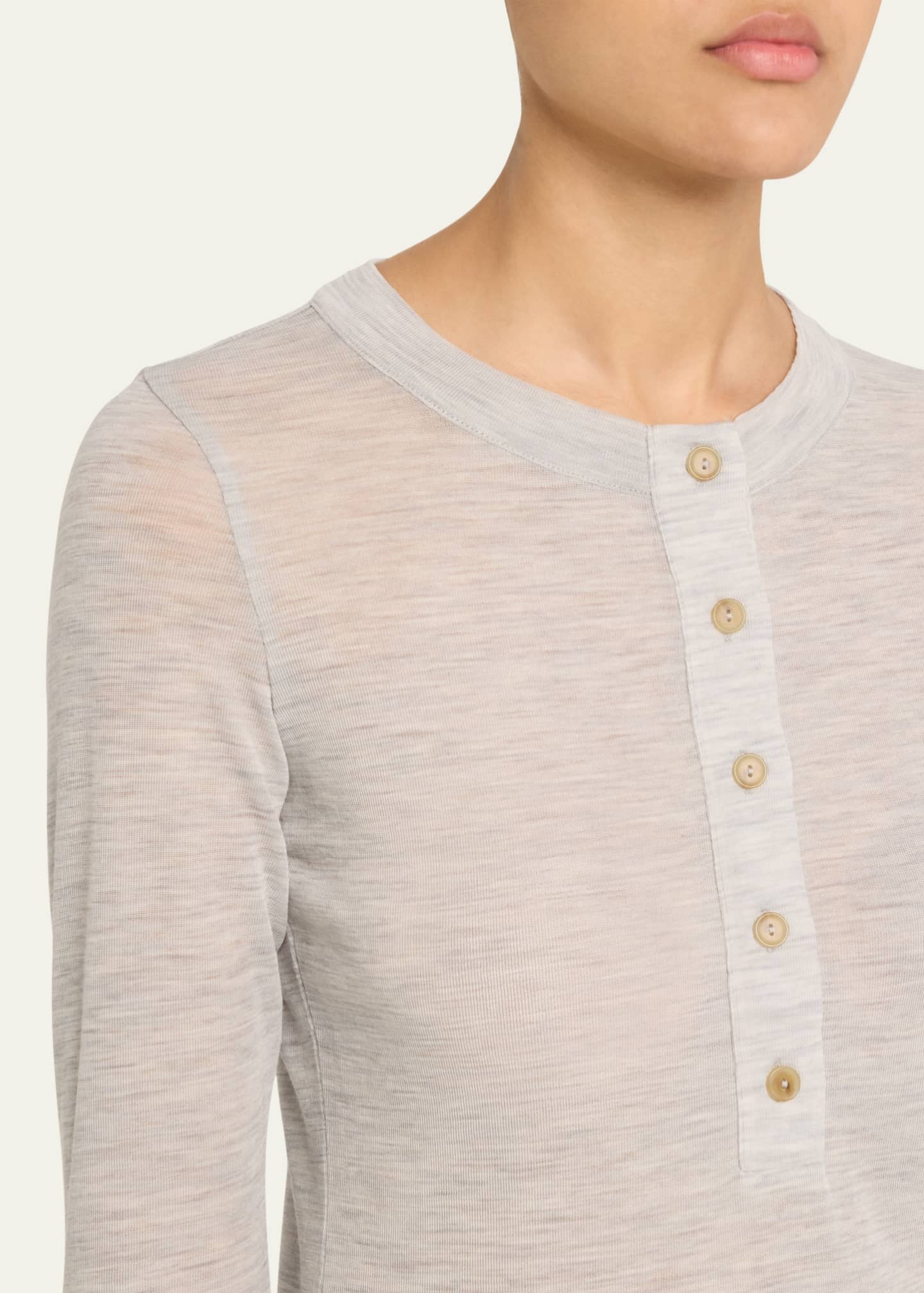 Vince Long-Sleeve Wool Henley Top Image 5 of 5