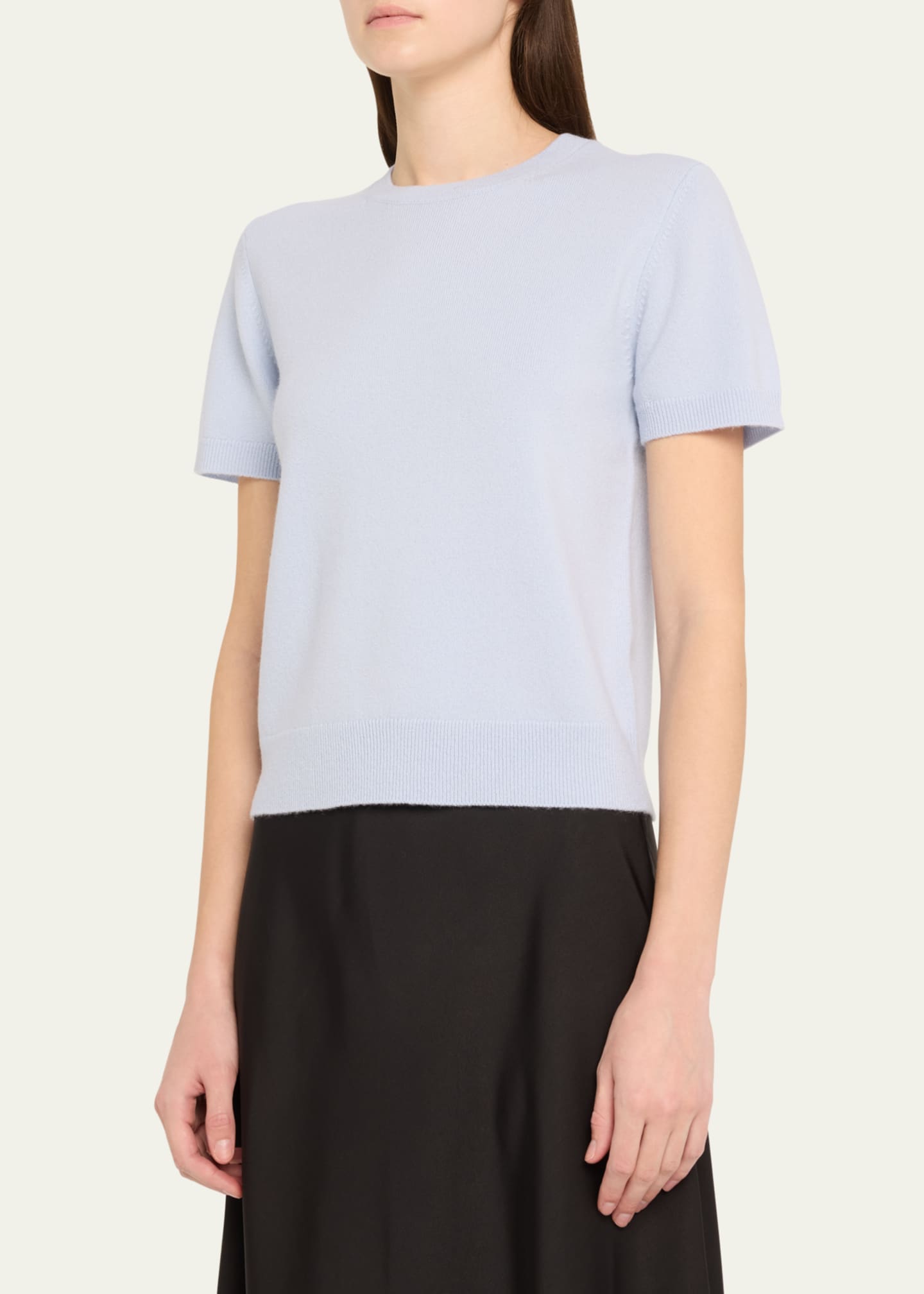 Vince Short-Sleeve Cashmere-Blend Tee Image 4 of 5