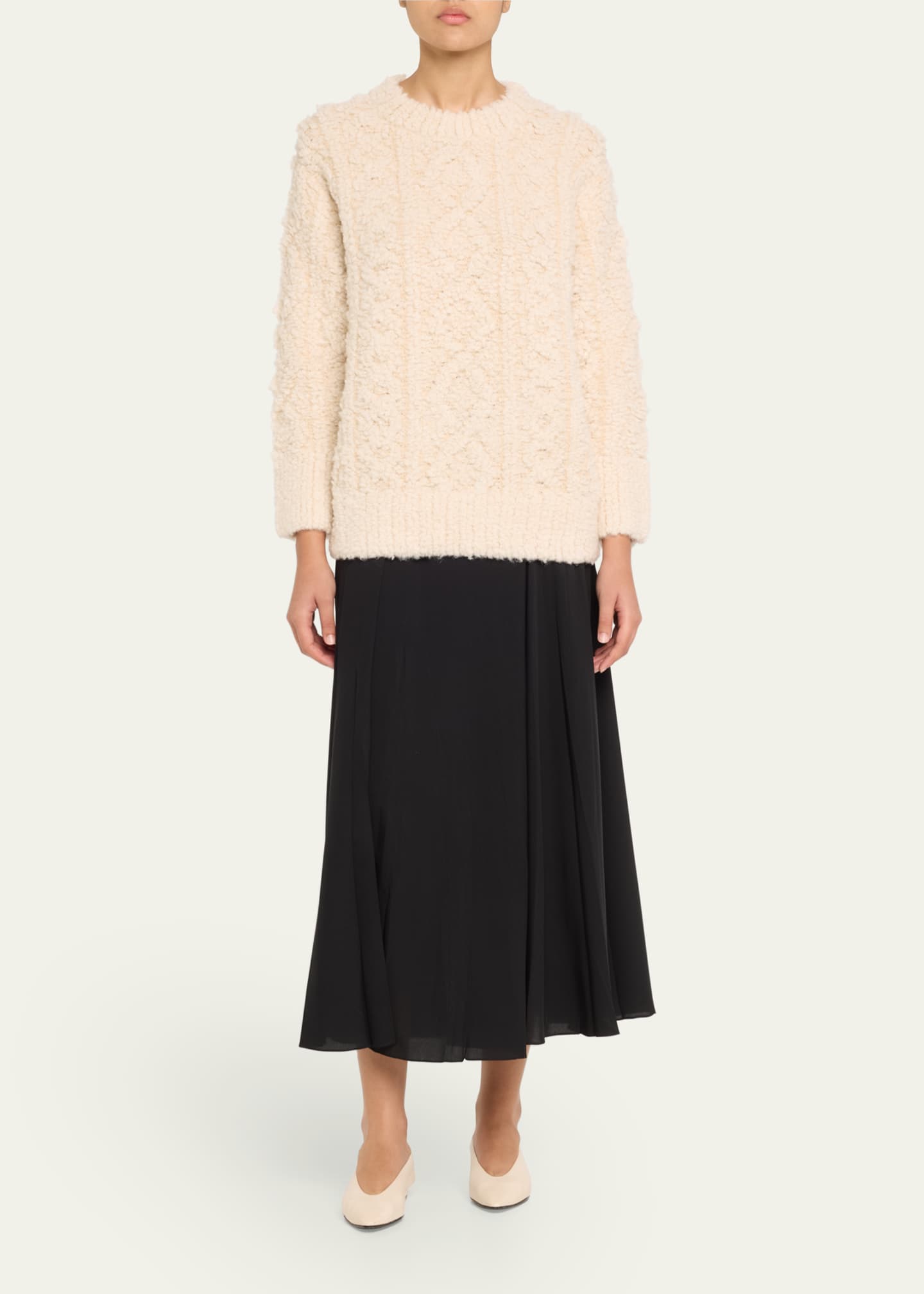 Vince Textured Cable-Knit Crewneck Sweater Image 2 of 5