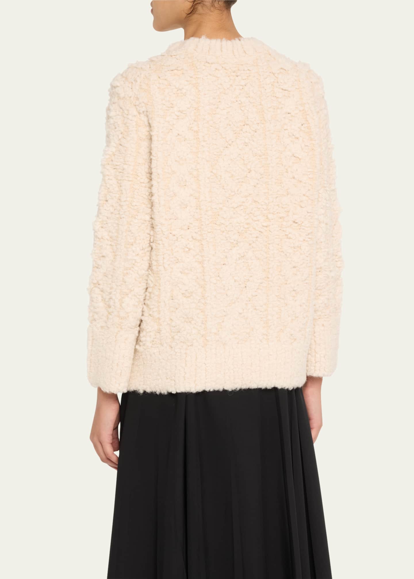 Vince Textured Cable-Knit Crewneck Sweater Image 3 of 5