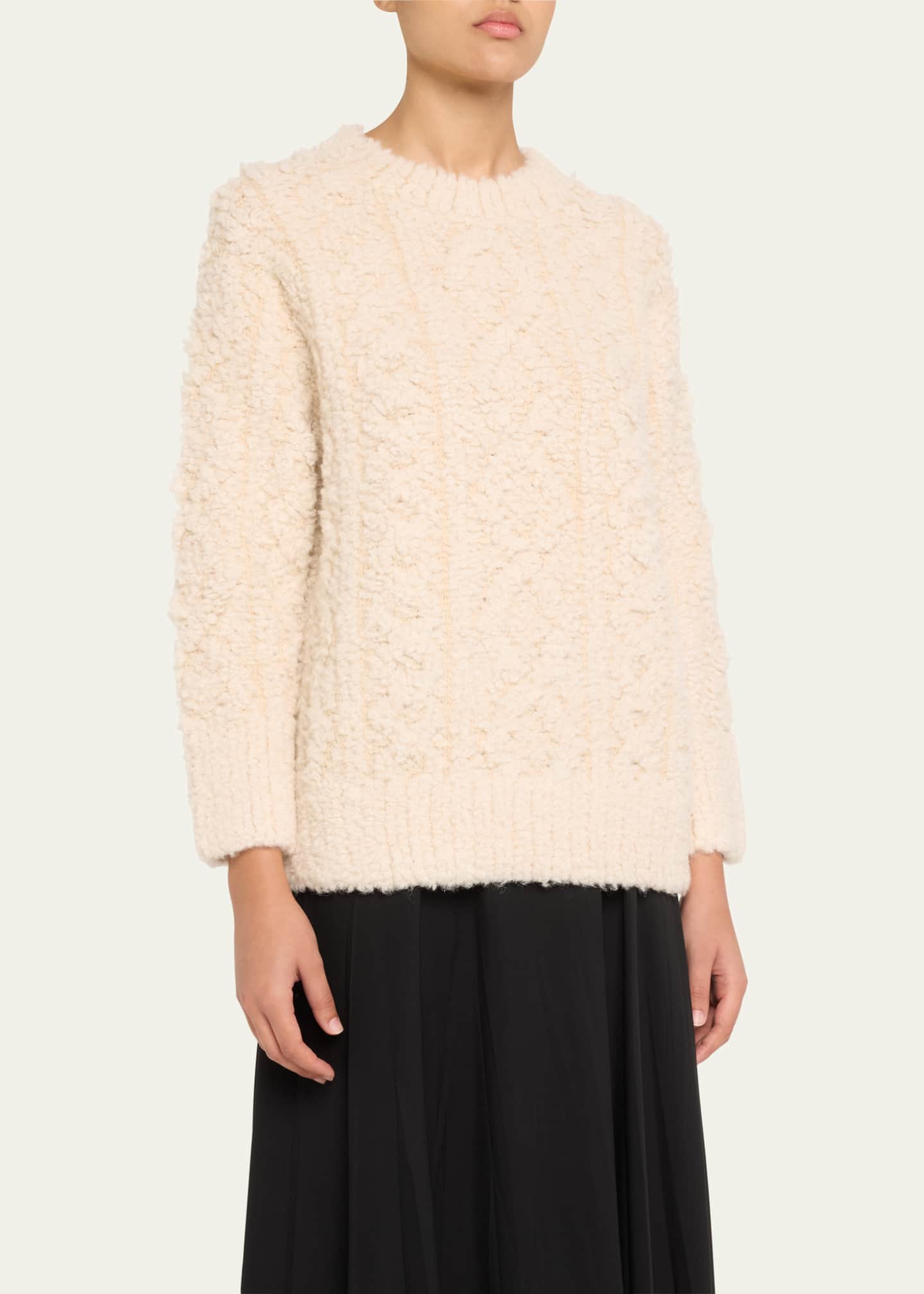 Vince Textured Cable-Knit Crewneck Sweater Image 4 of 5