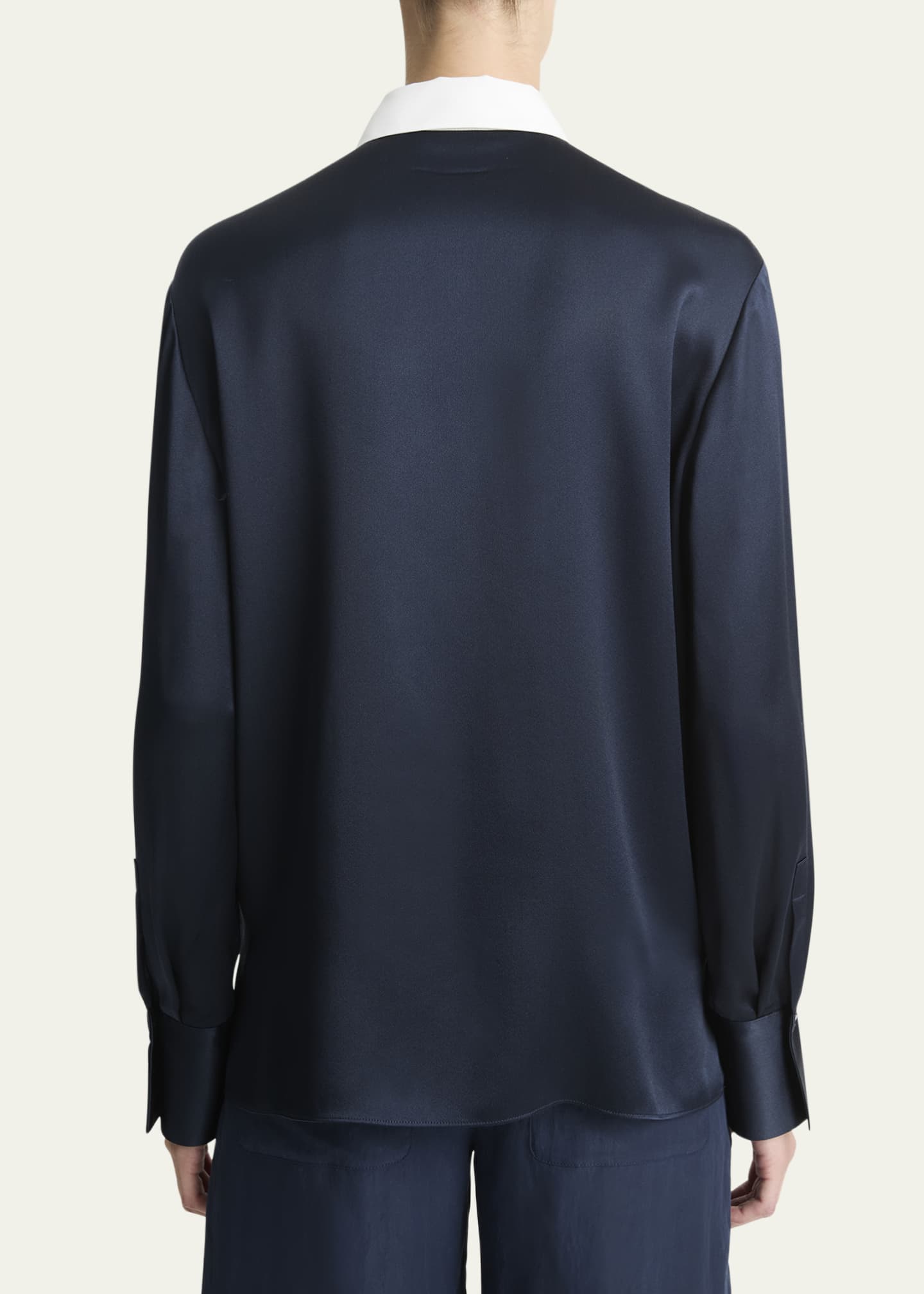 Vince Long-Sleeve Silk Rugby Shirt Image 3 of 4
