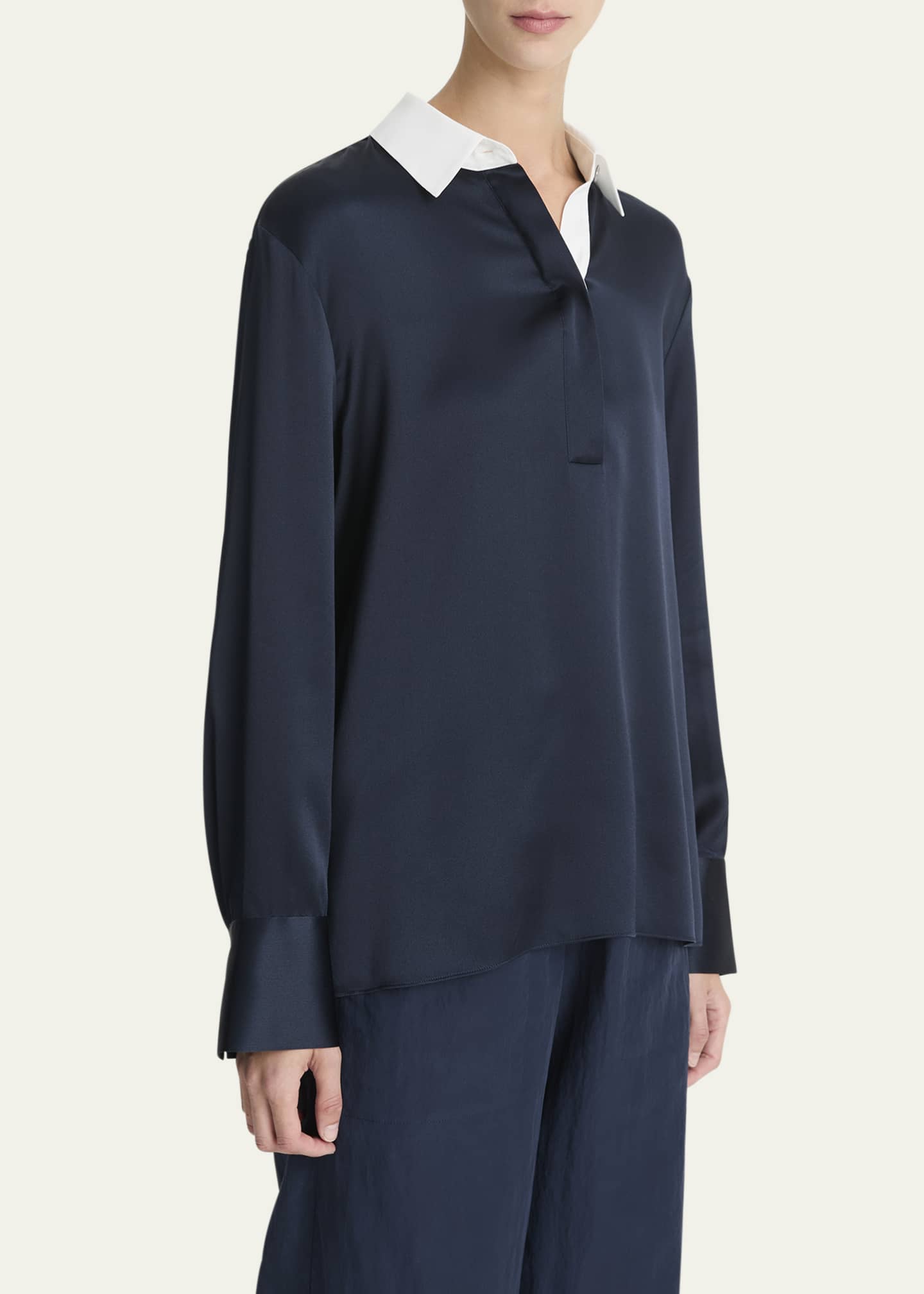 Vince Long-Sleeve Silk Rugby Shirt Image 4 of 4