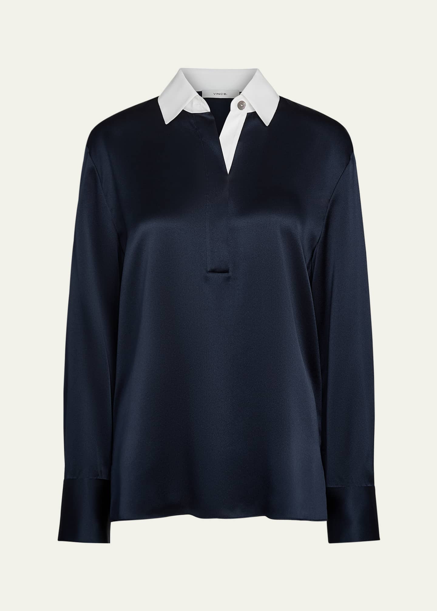 Vince Long-Sleeve Silk Rugby Shirt Image 1 of 4