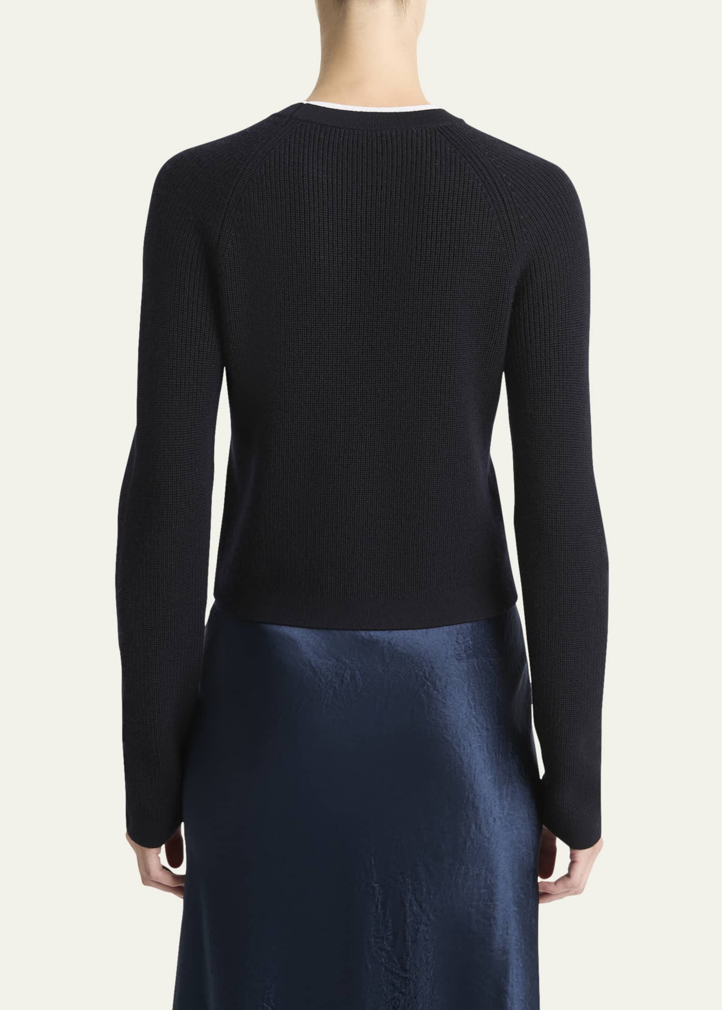 Vince Contrast Wool-Cashmere Crewneck Sweater Image 3 of 4