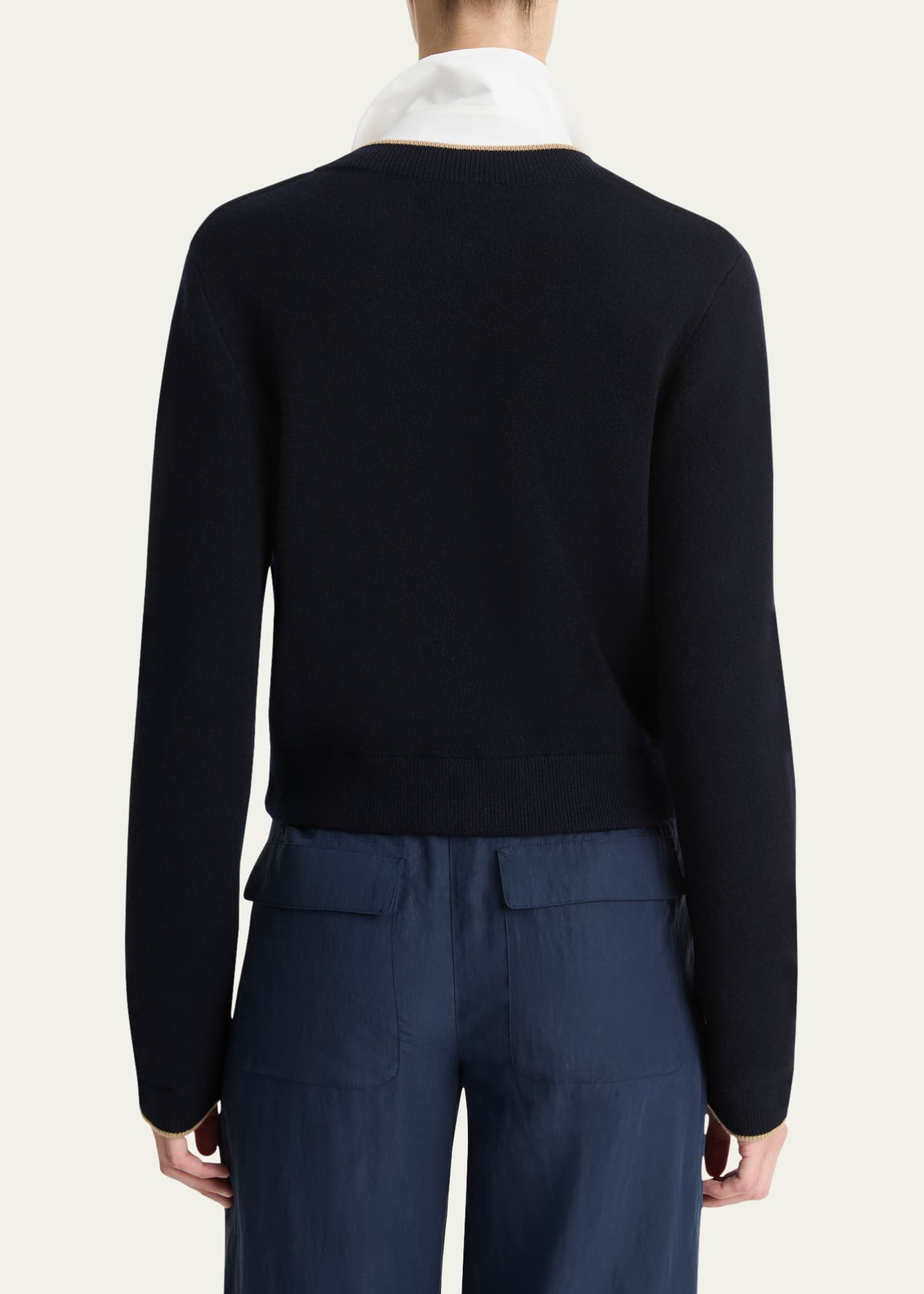 Vince Contrast Wool-Cashmere Snap Cardigan Image 3 of 4