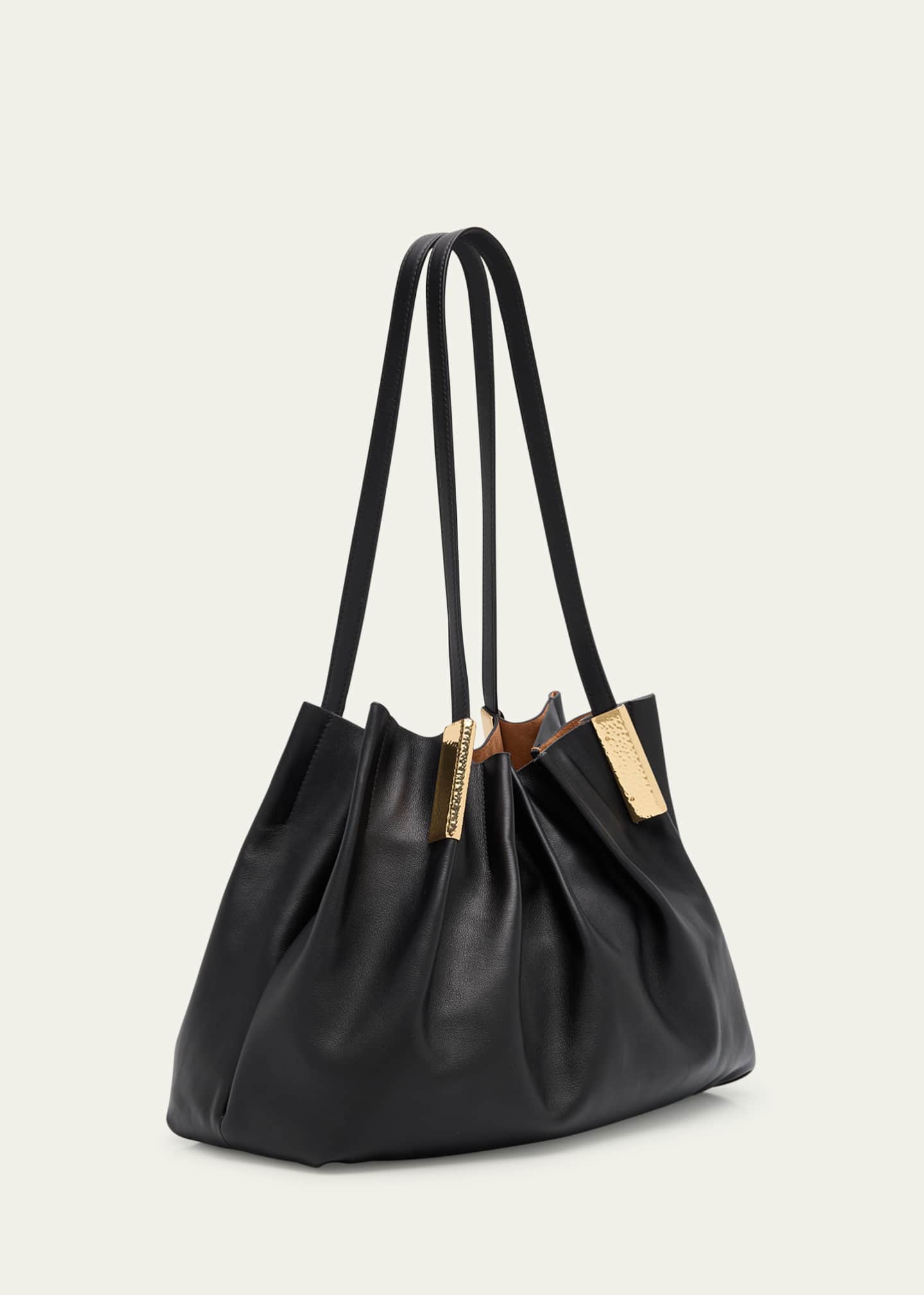 Ulla Johnson Isadora Ruched East-Wester Leather Tote Bag Image 3 of 6