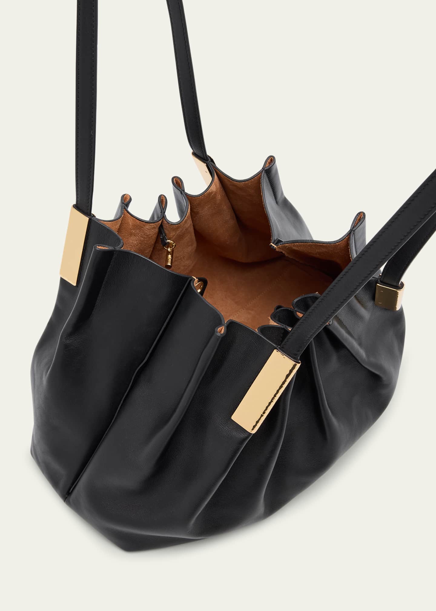 Ulla Johnson Isadora Ruched East-Wester Leather Tote Bag Image 4 of 6