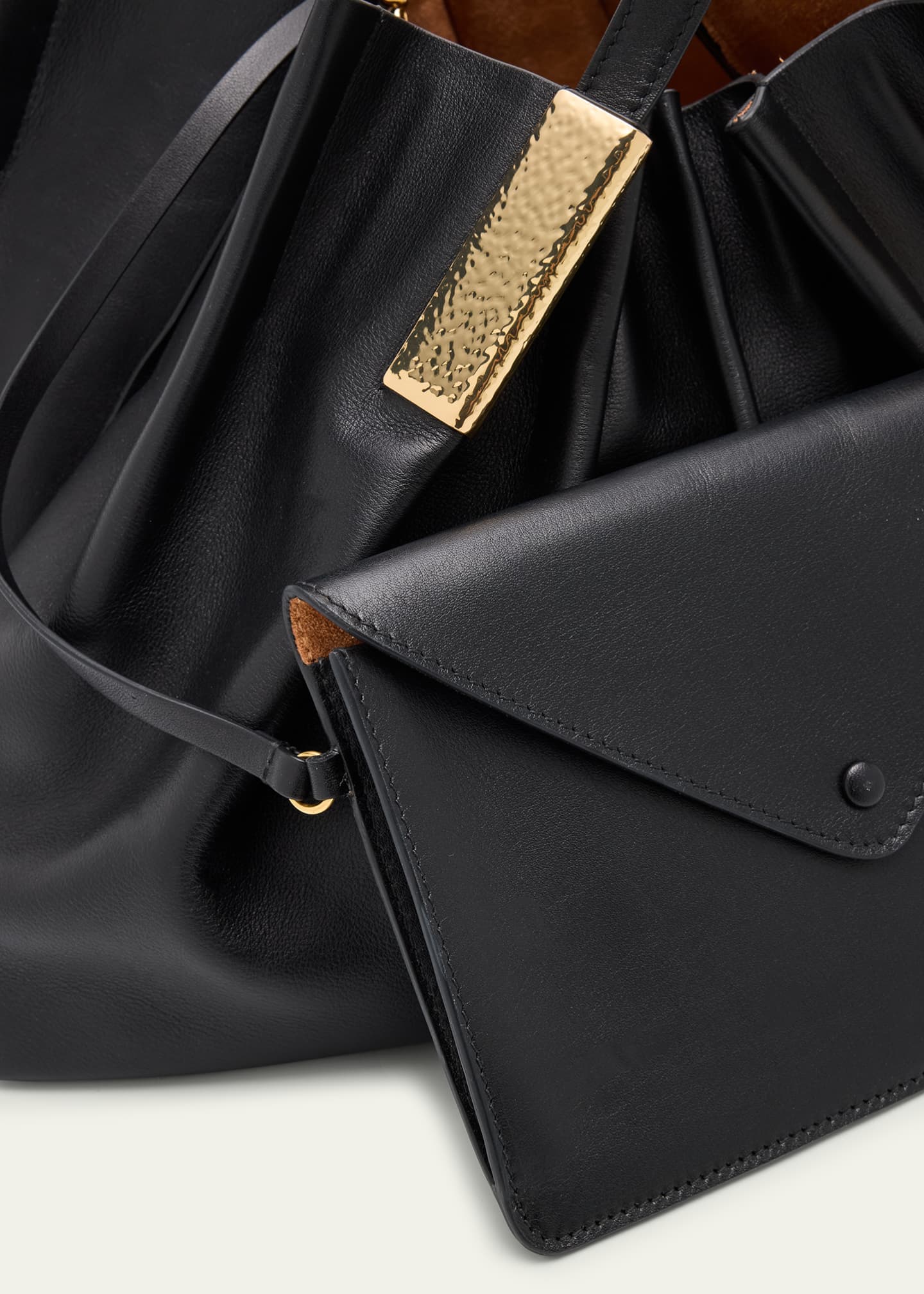 Ulla Johnson Isadora Ruched East-Wester Leather Tote Bag Image 6 of 6