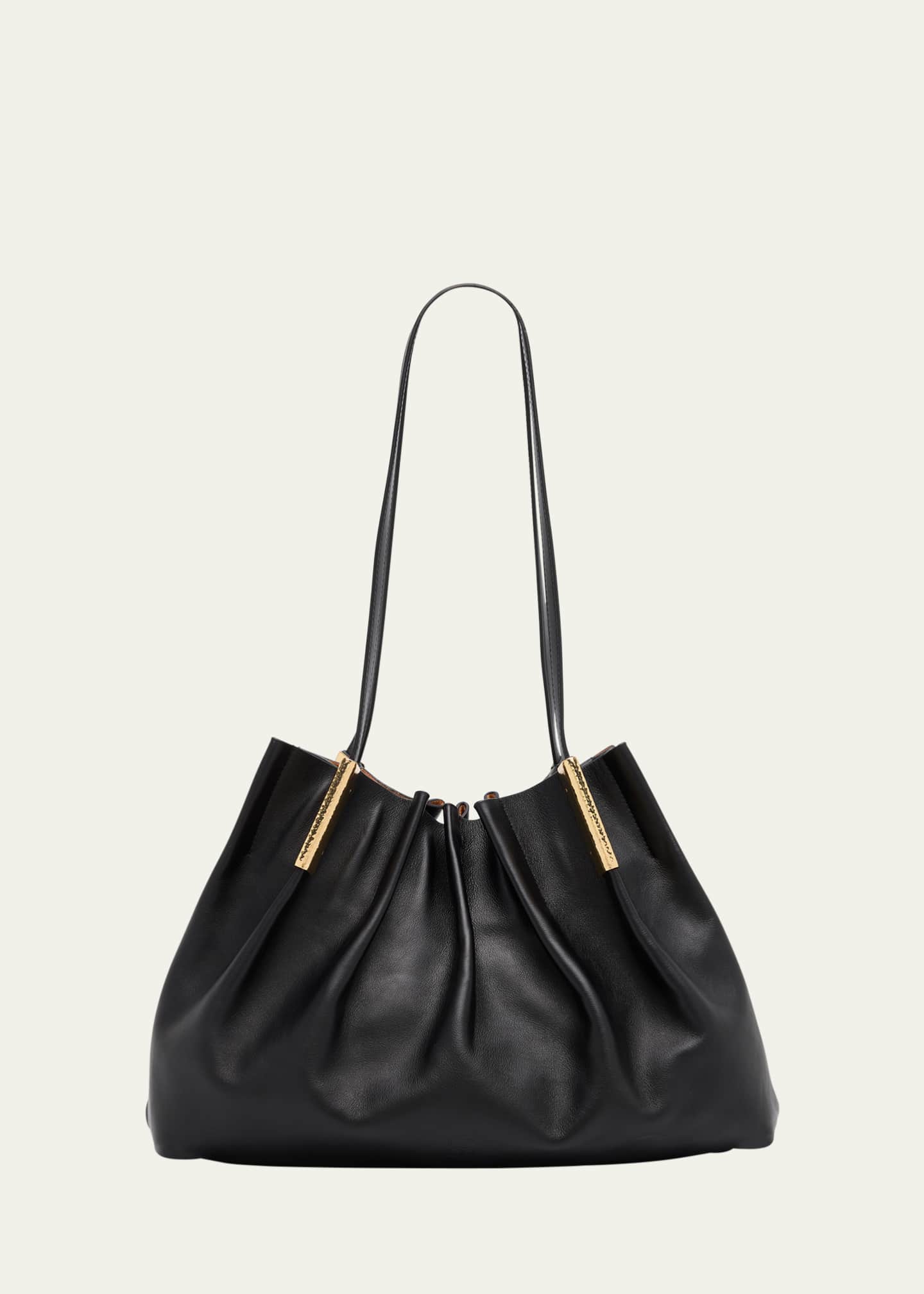 Ulla Johnson Isadora Ruched East-Wester Leather Tote Bag Image 1 of 6