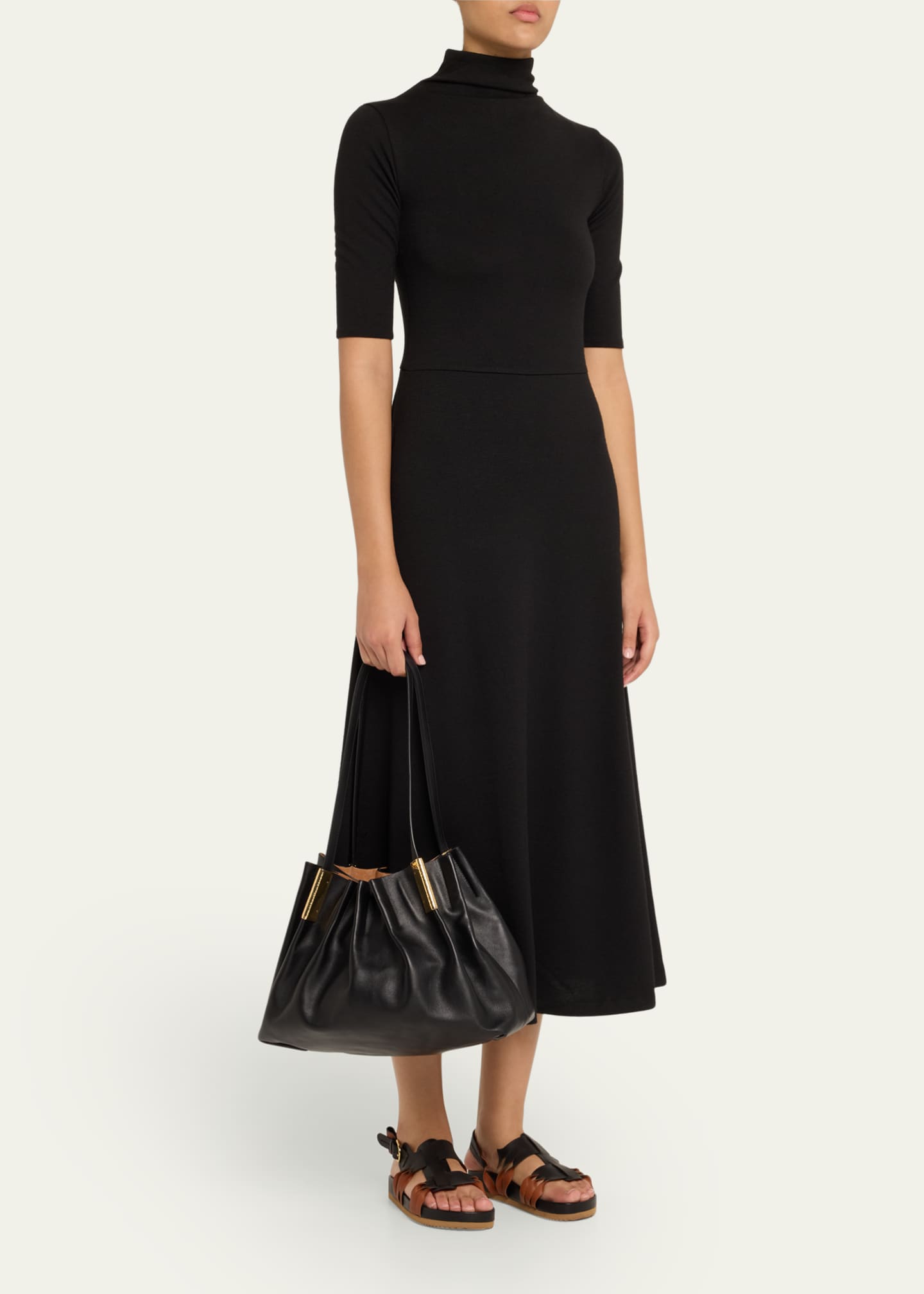 Ulla Johnson Isadora Ruched East-Wester Leather Tote Bag Image 5 of 6