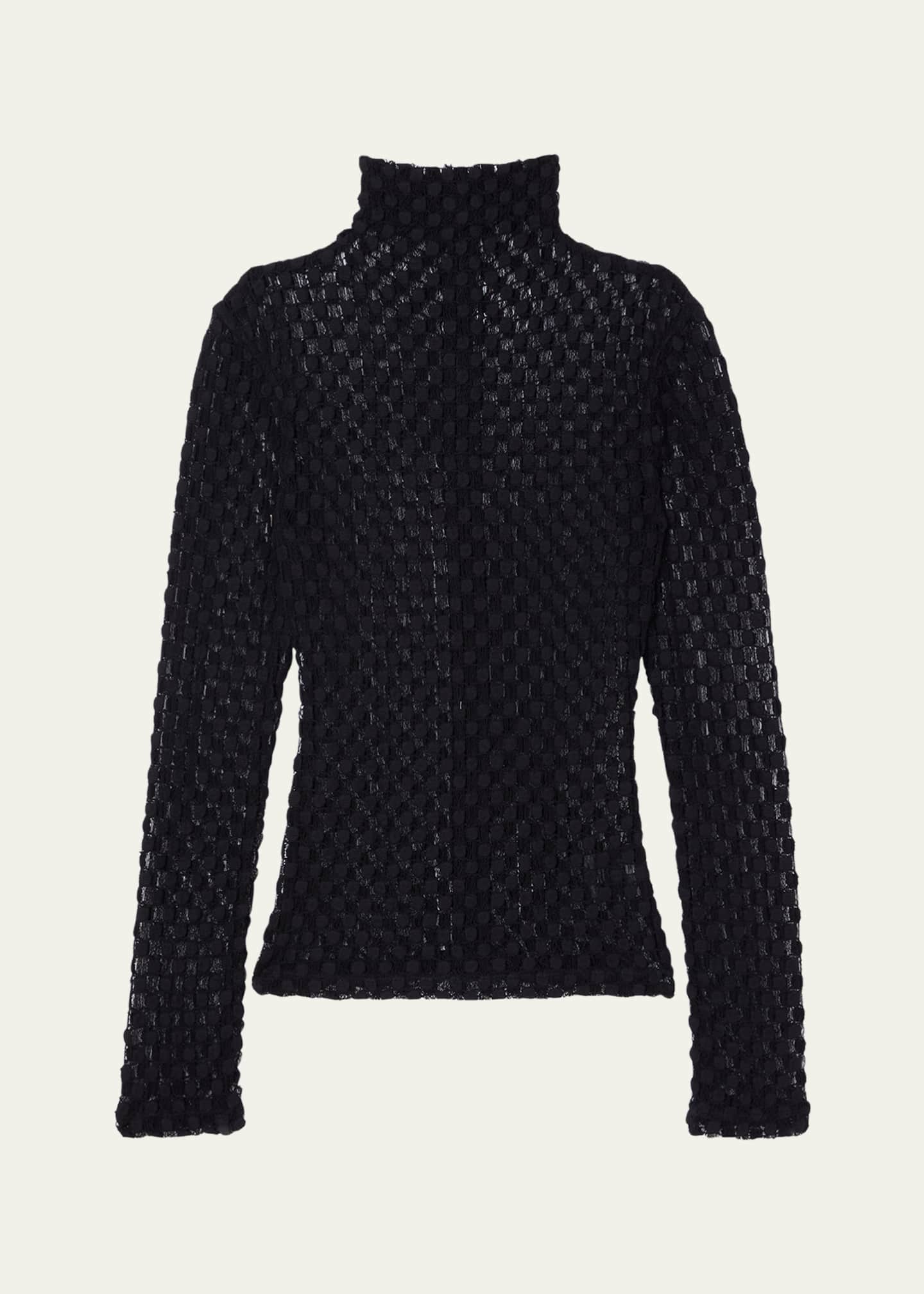 Geometric Lace Turtleneck Top
