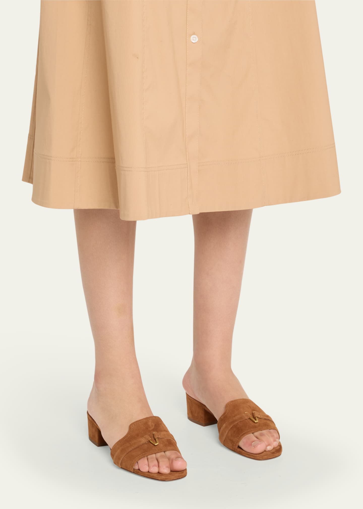 Veronica Beard Annette Suede Medallion Mule Sandals Image 2 of 5