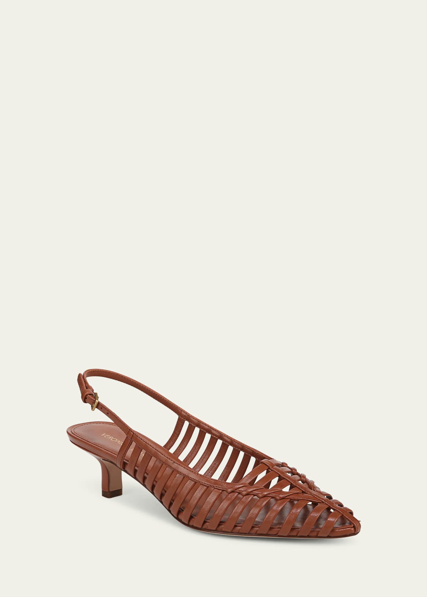 Veronica Beard Britte Caged Leather Kitten Pumps Image 2 of 4