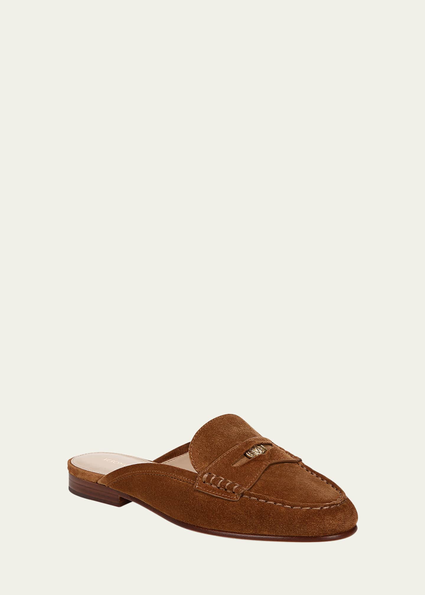 Veronica Beard Suede Penny Loafer Mules Image 2 of 4
