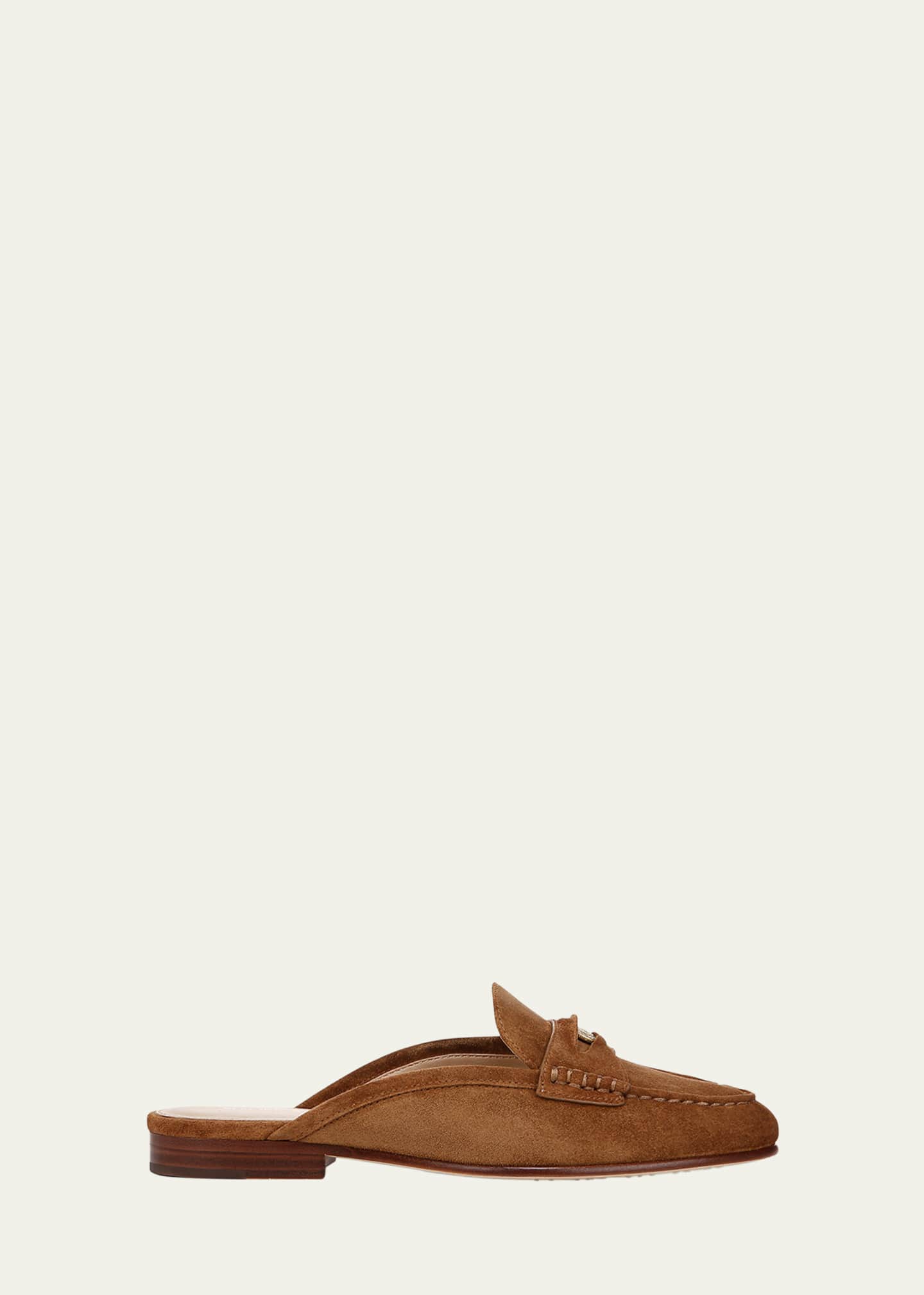 Veronica Beard Suede Penny Loafer Mules Image 1 of 4