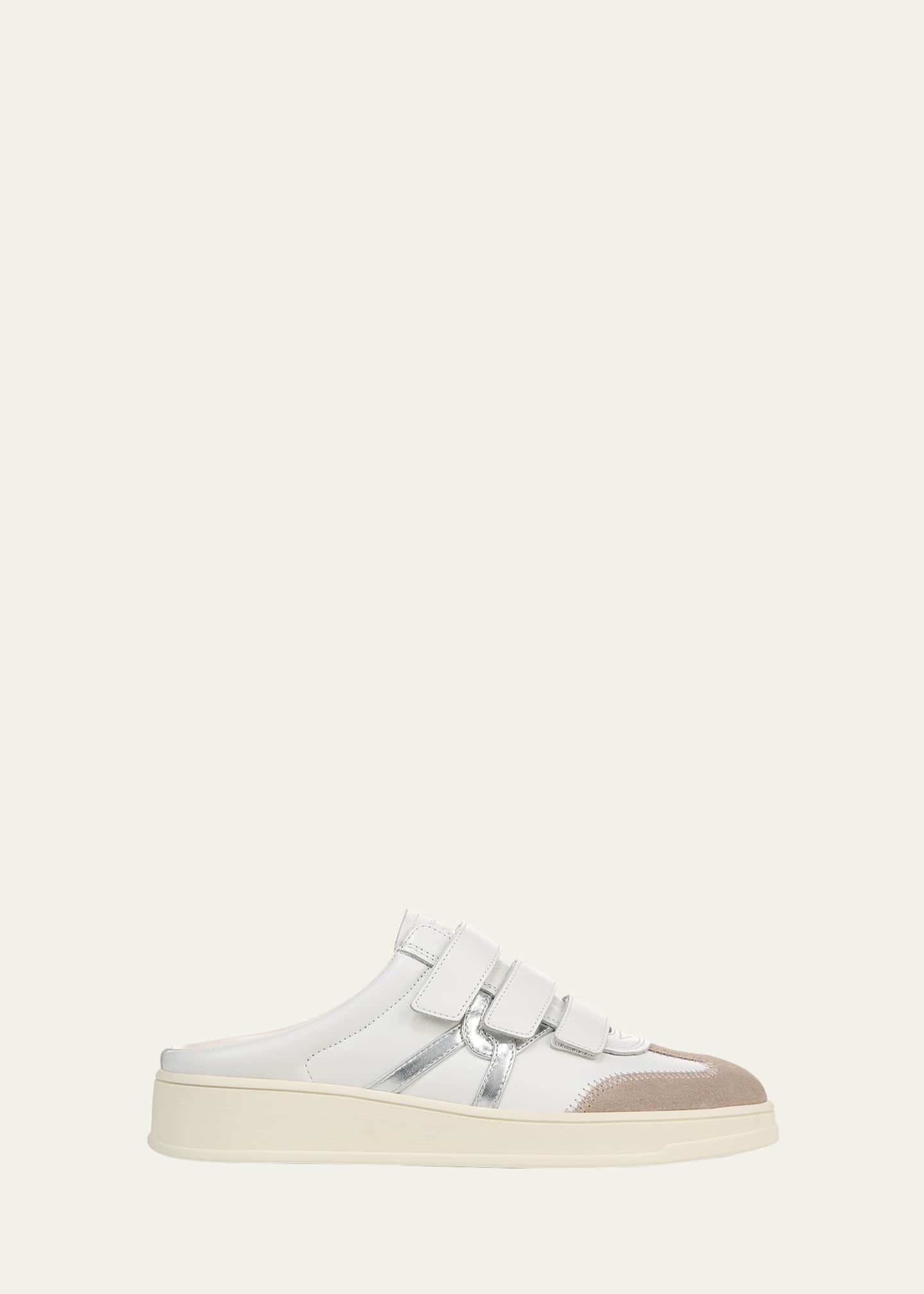 Veronica Beard Reagan Mixed Leather Triple-Grip Sneaker Mules Image 1 of 4