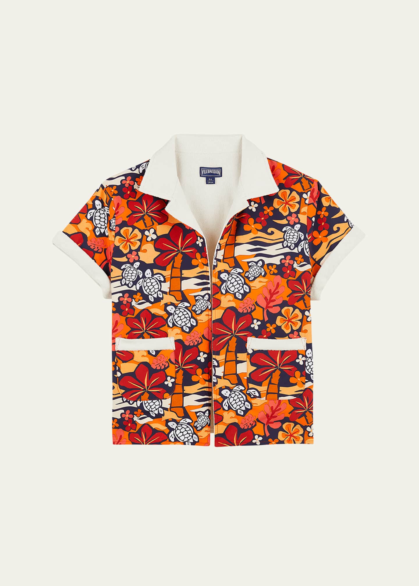 Vilebrequin Boy's Turtle-Print Cotton Bowling Shirt, Size 4-14 Image 1 of 3