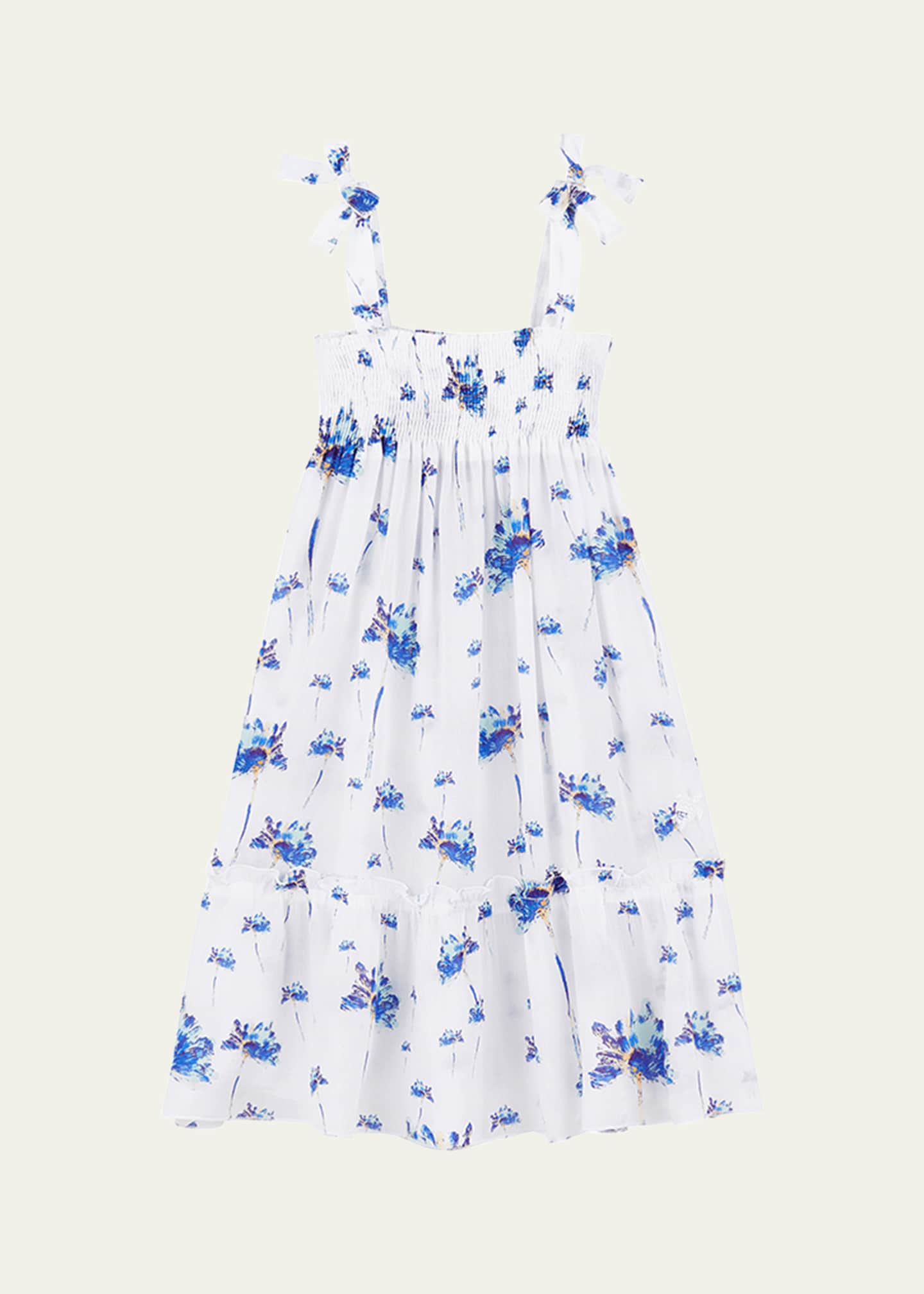 Vilebrequin Girl's Shiny Floral Tie-Shoulder Dress, Size 2-12 Image 1 of 2