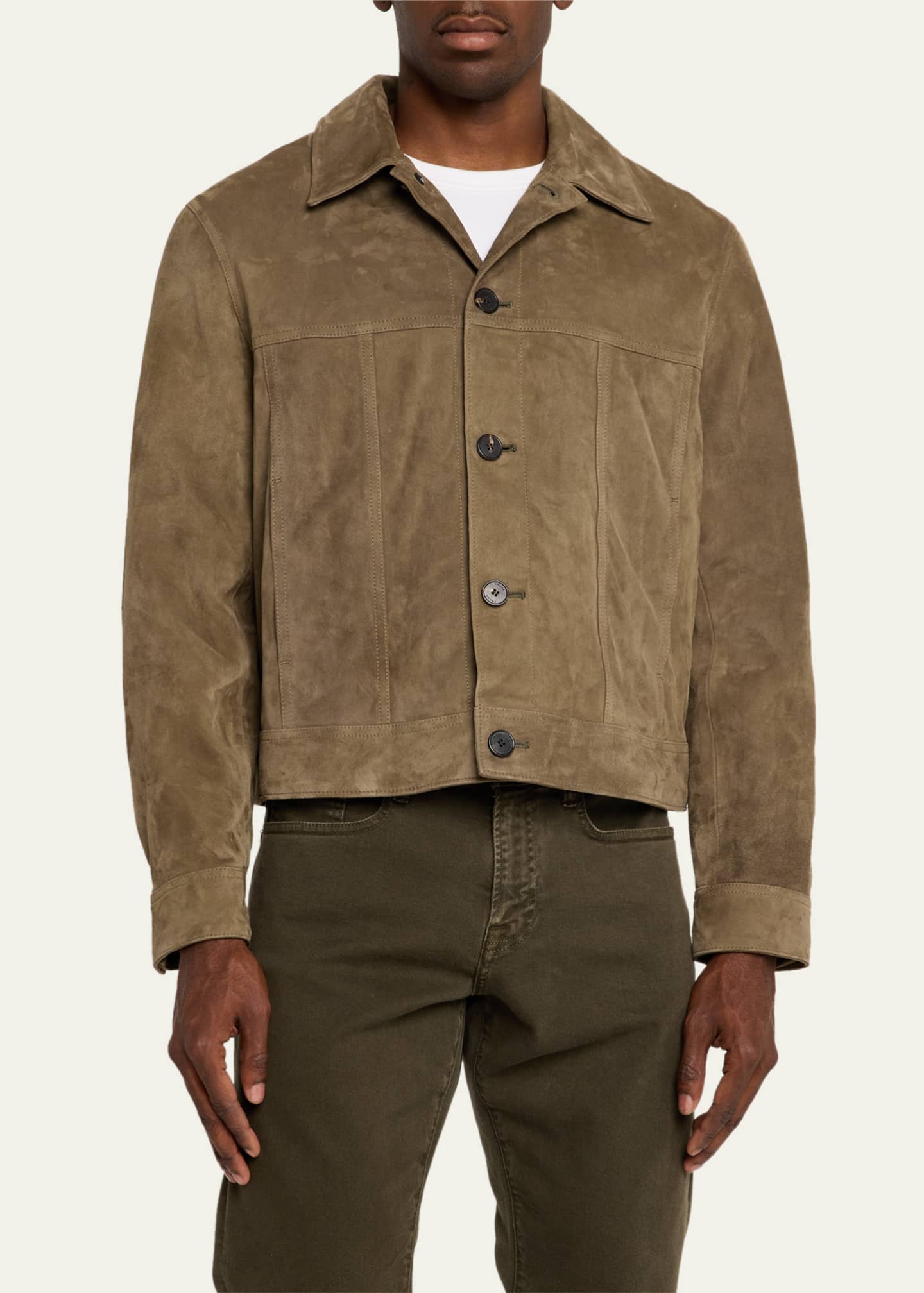 FRAME Men's Suede Trucker Jacket - Bergdorf Goodman
