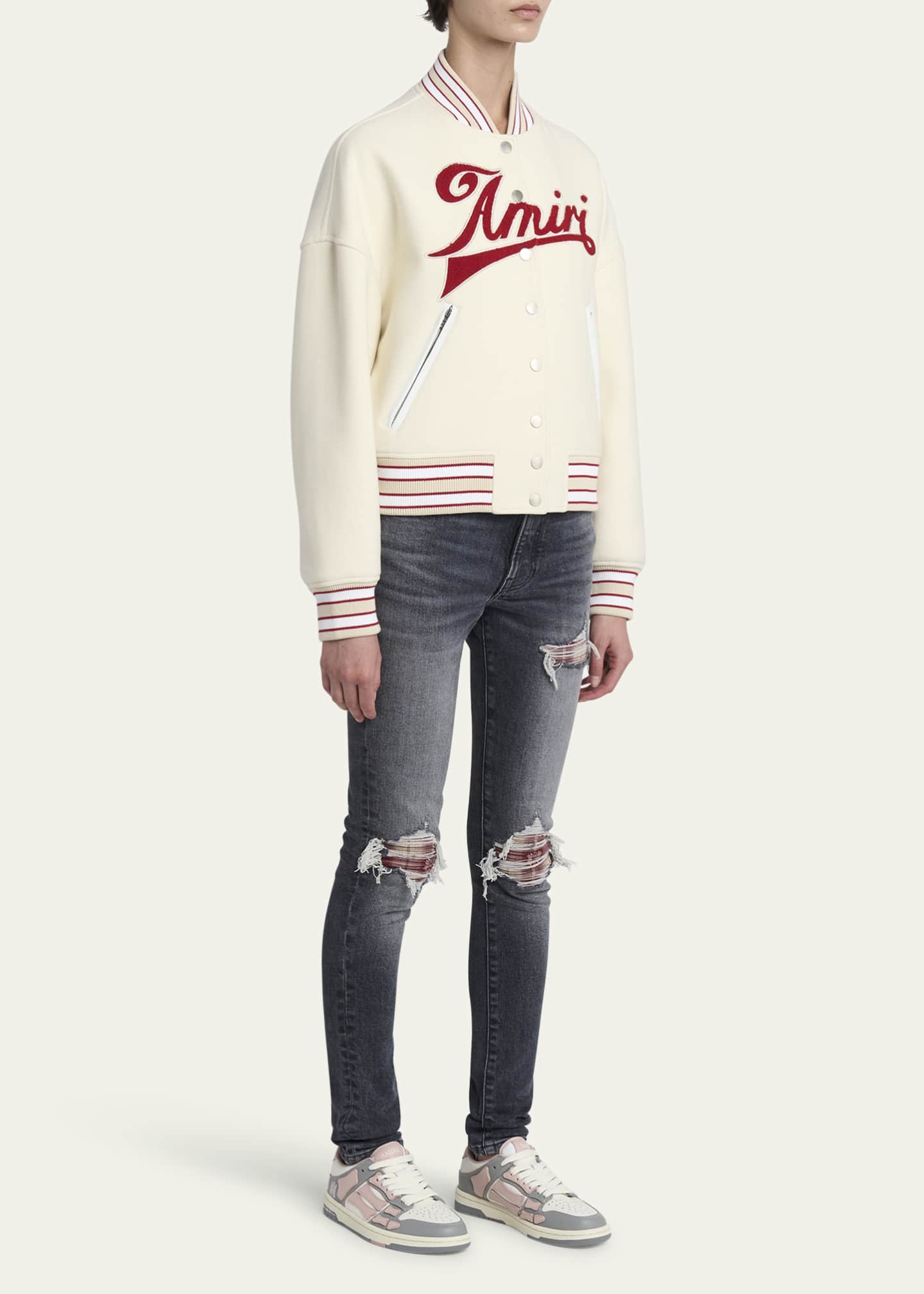 Amiri Skel Varsity Tricolor Low-Top Sneakers Image 3 of 5