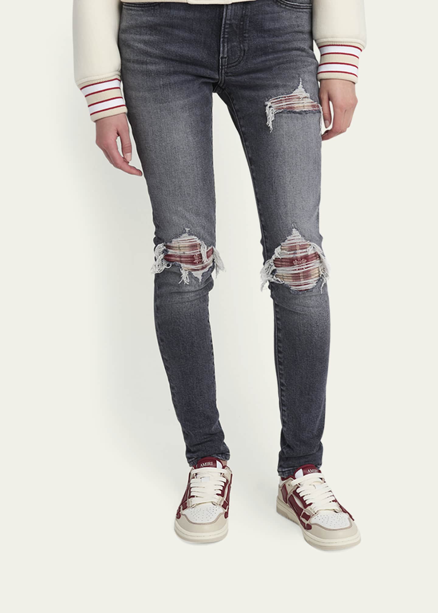 Amiri Skel Varsity Tricolor Low-Top Sneakers Image 2 of 6