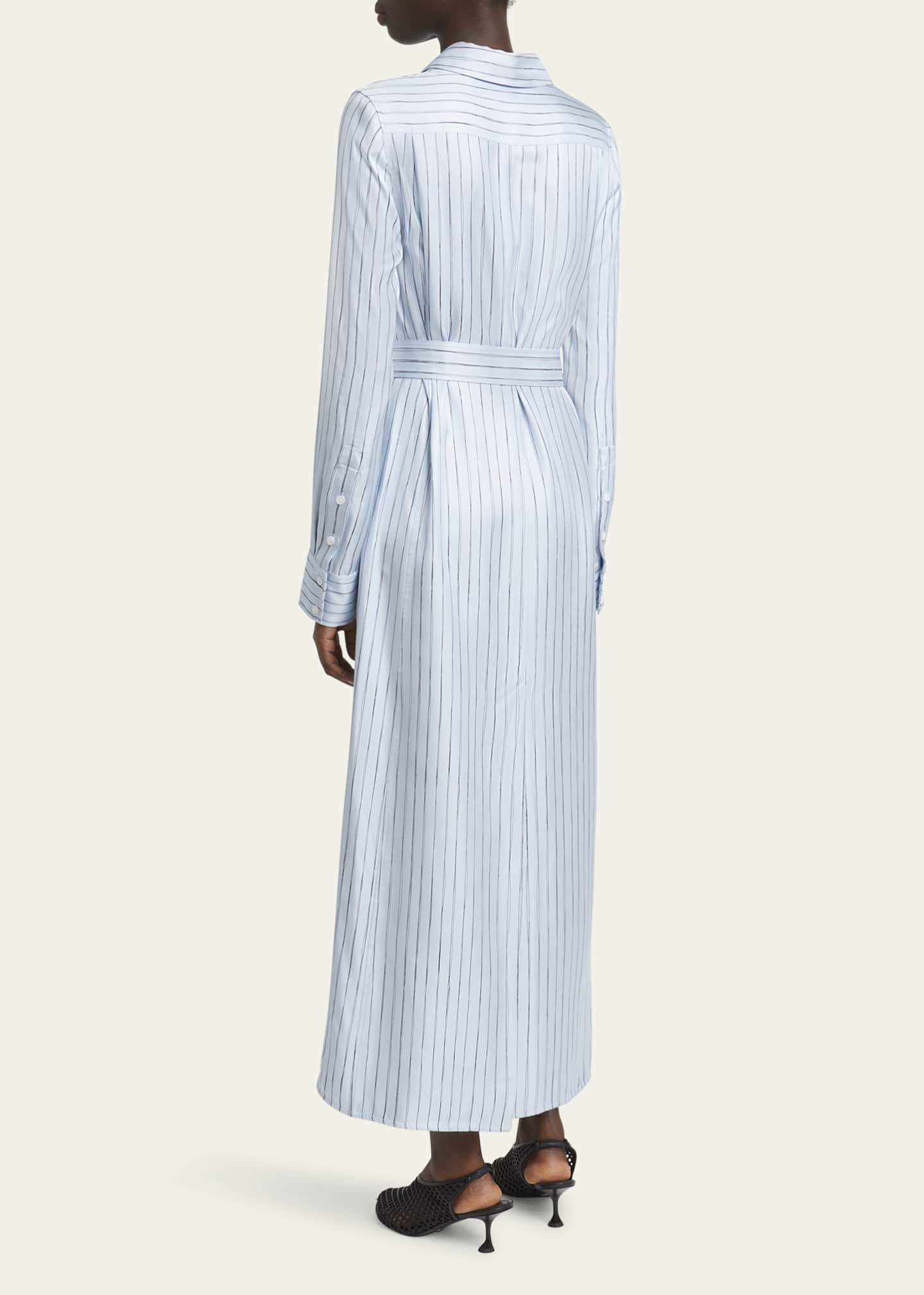 Proenza Schouler Hannah Stripe Silk Twill Ankle Dress Image 3 of 5