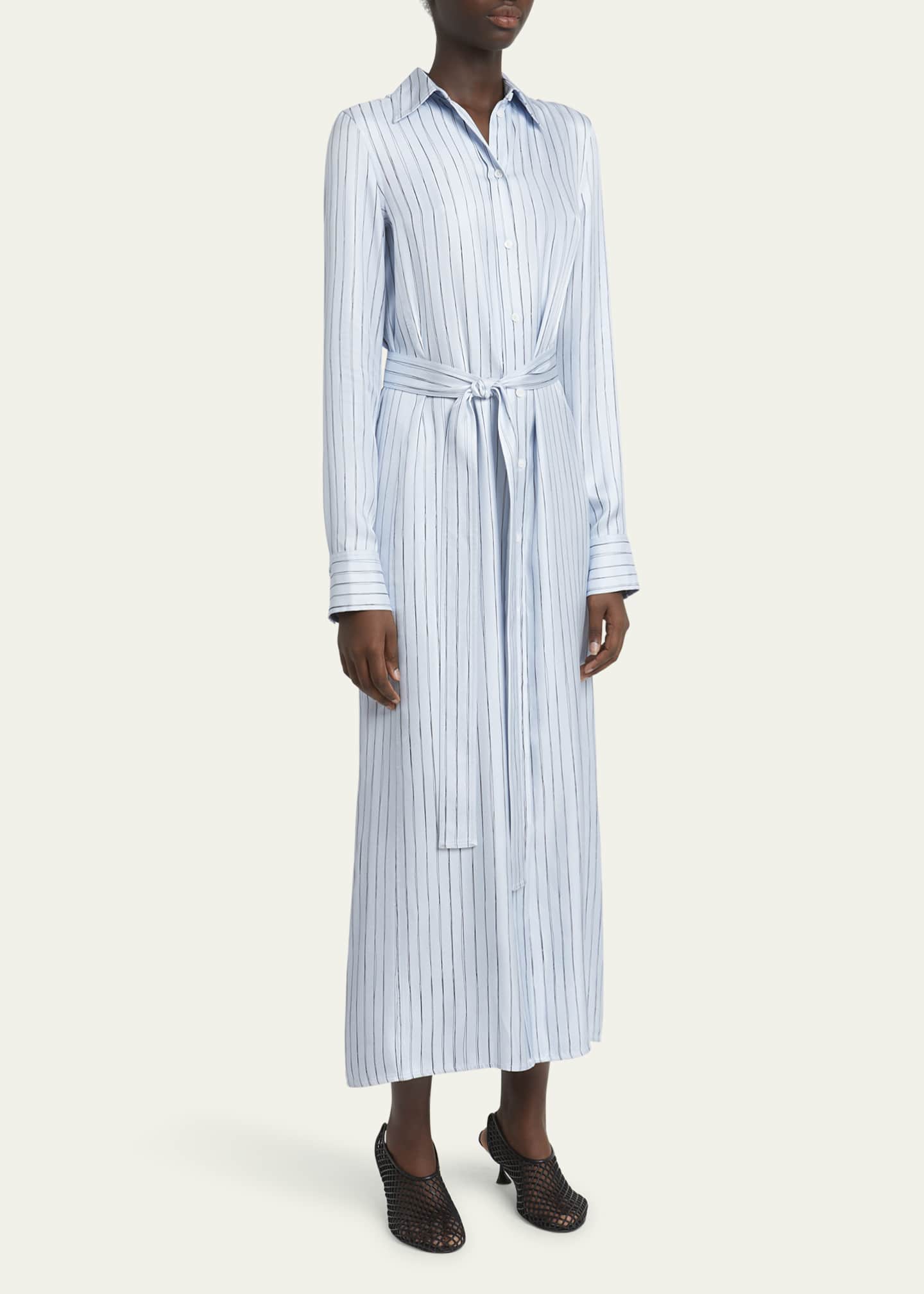 Proenza Schouler Hannah Stripe Silk Twill Ankle Dress Image 4 of 5