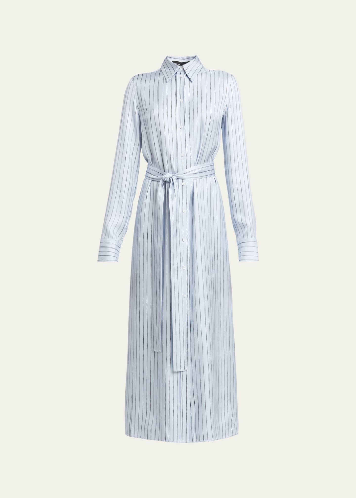 Proenza Schouler Hannah Stripe Silk Twill Ankle Dress Image 1 of 5
