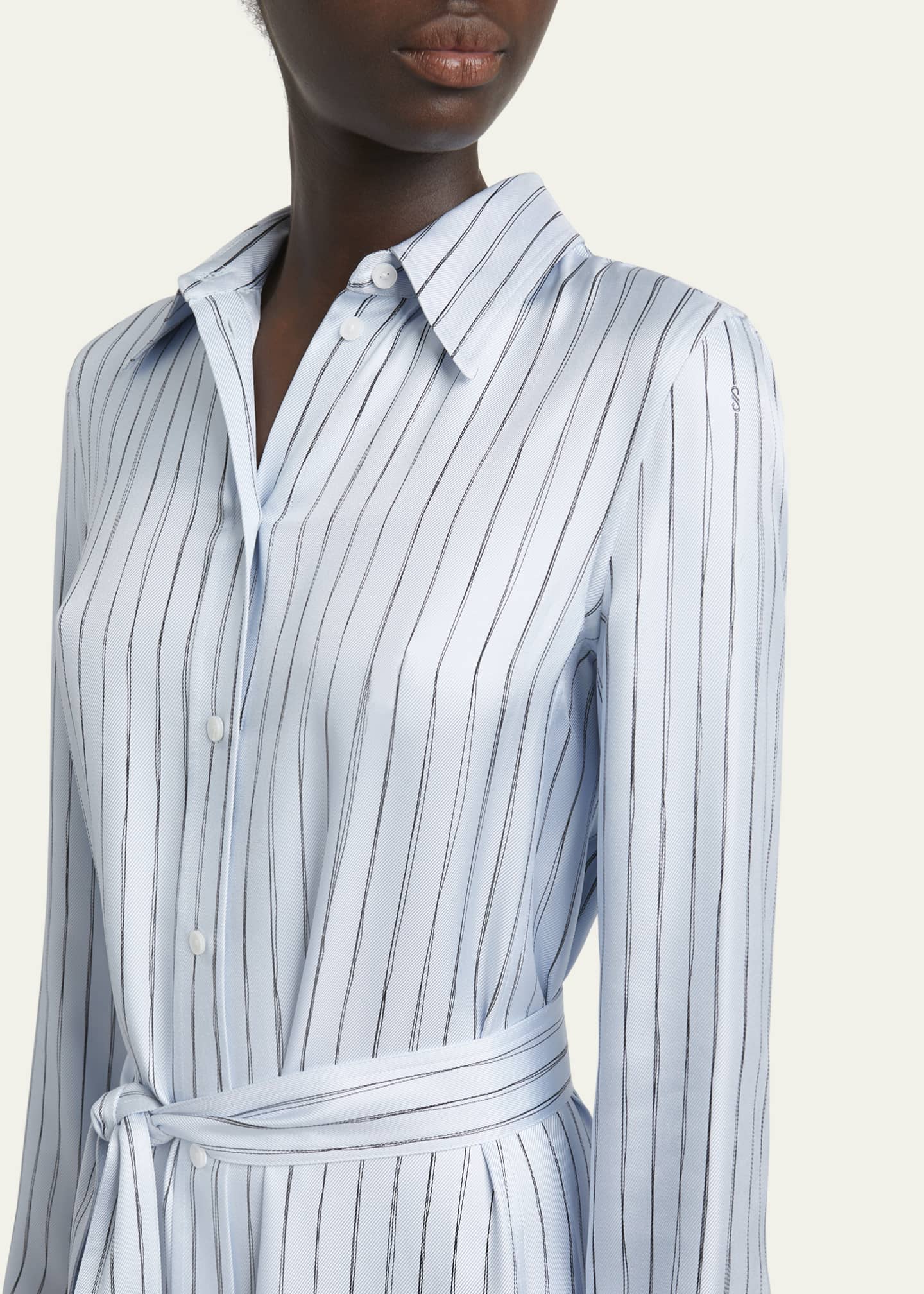 Proenza Schouler Hannah Stripe Silk Twill Ankle Dress Image 5 of 5